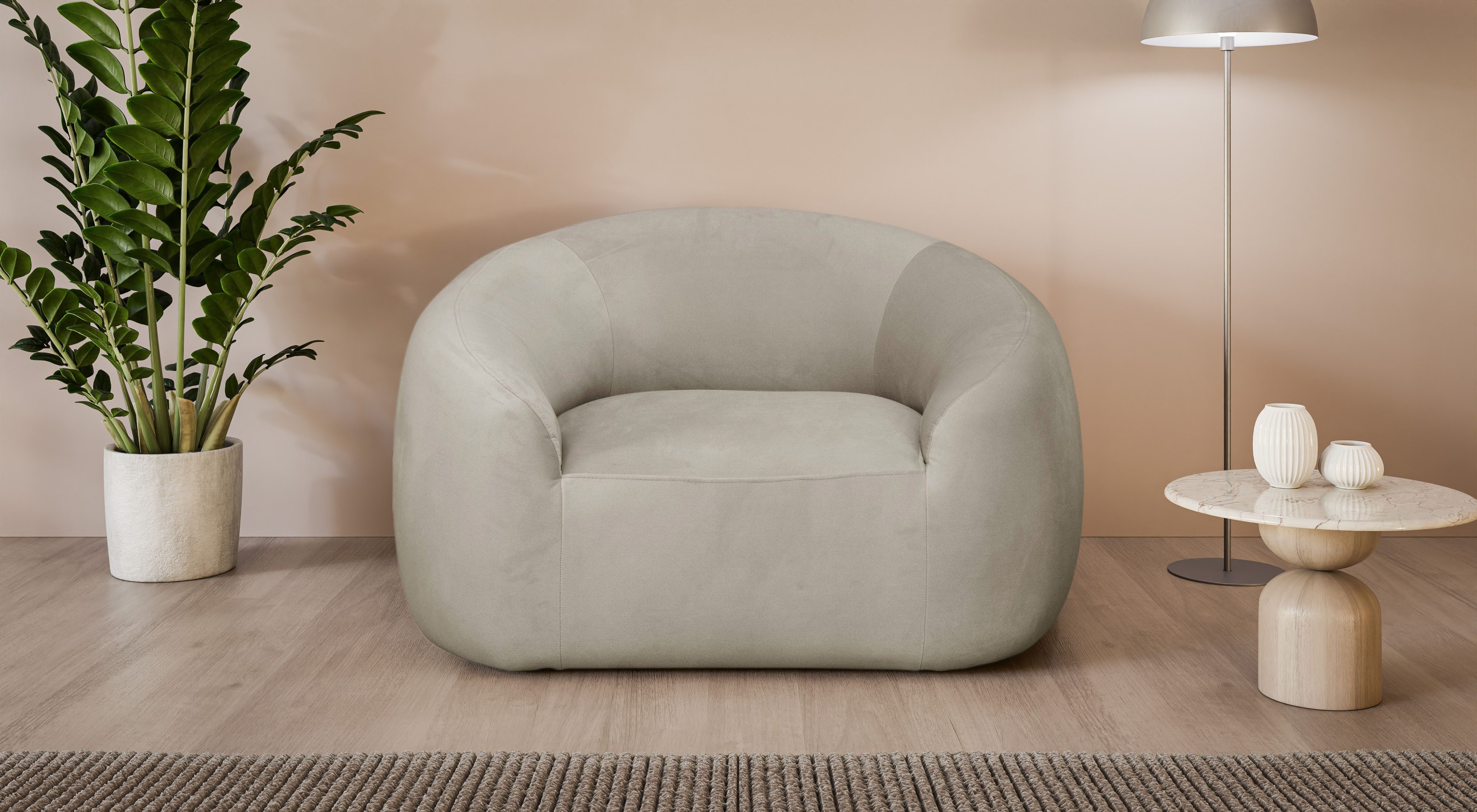 LeGer Home by Lena Gercke Sessel YANI Relaxsessel, Loungesessel, Maße B/T/H: 127/96/76 cm, organische Form, mit Wellenunterfederung, auch in Bouclé