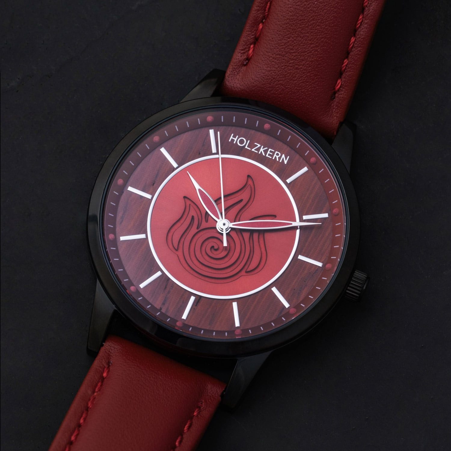 Holzkern Quarzuhr Unisex-Armbanduhr Avatar™ Fire Nation Padouk/Rot