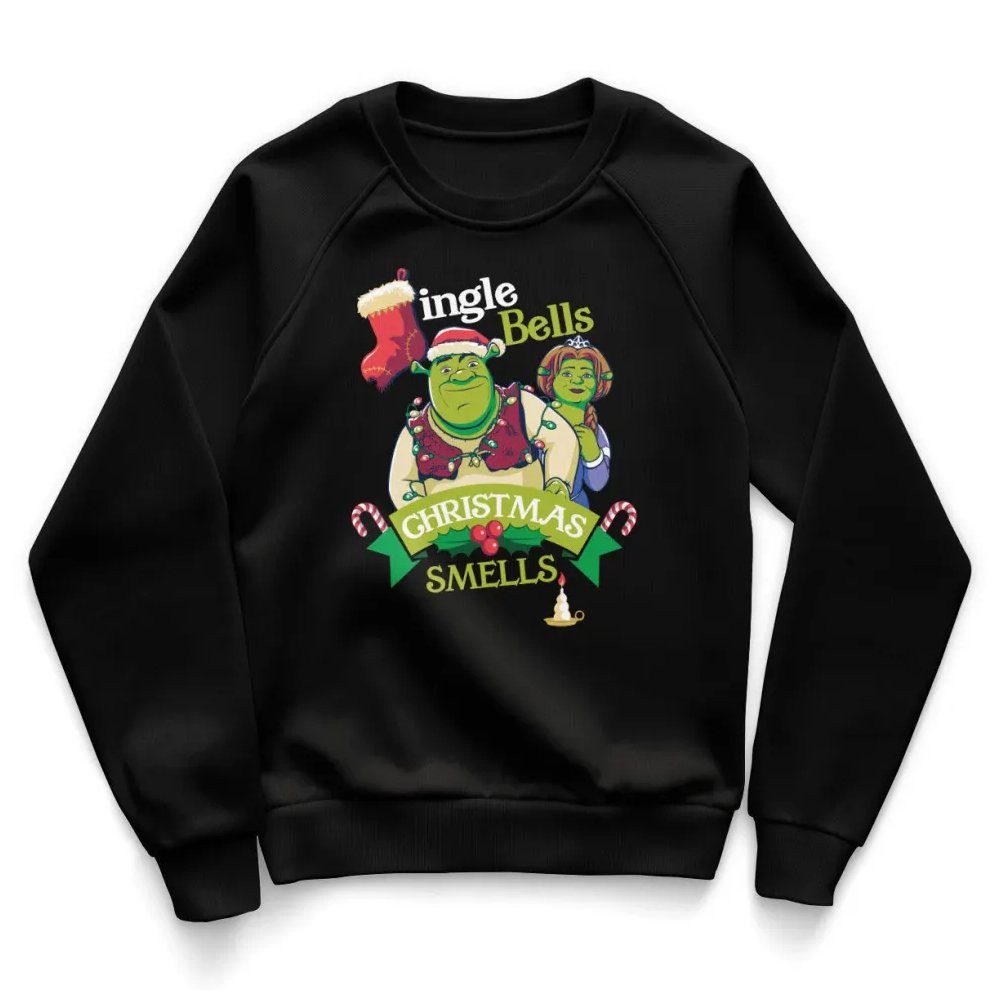 Shrek Sweatshirt Jingle Bells Christmas Smells Kids Sweatshirt
