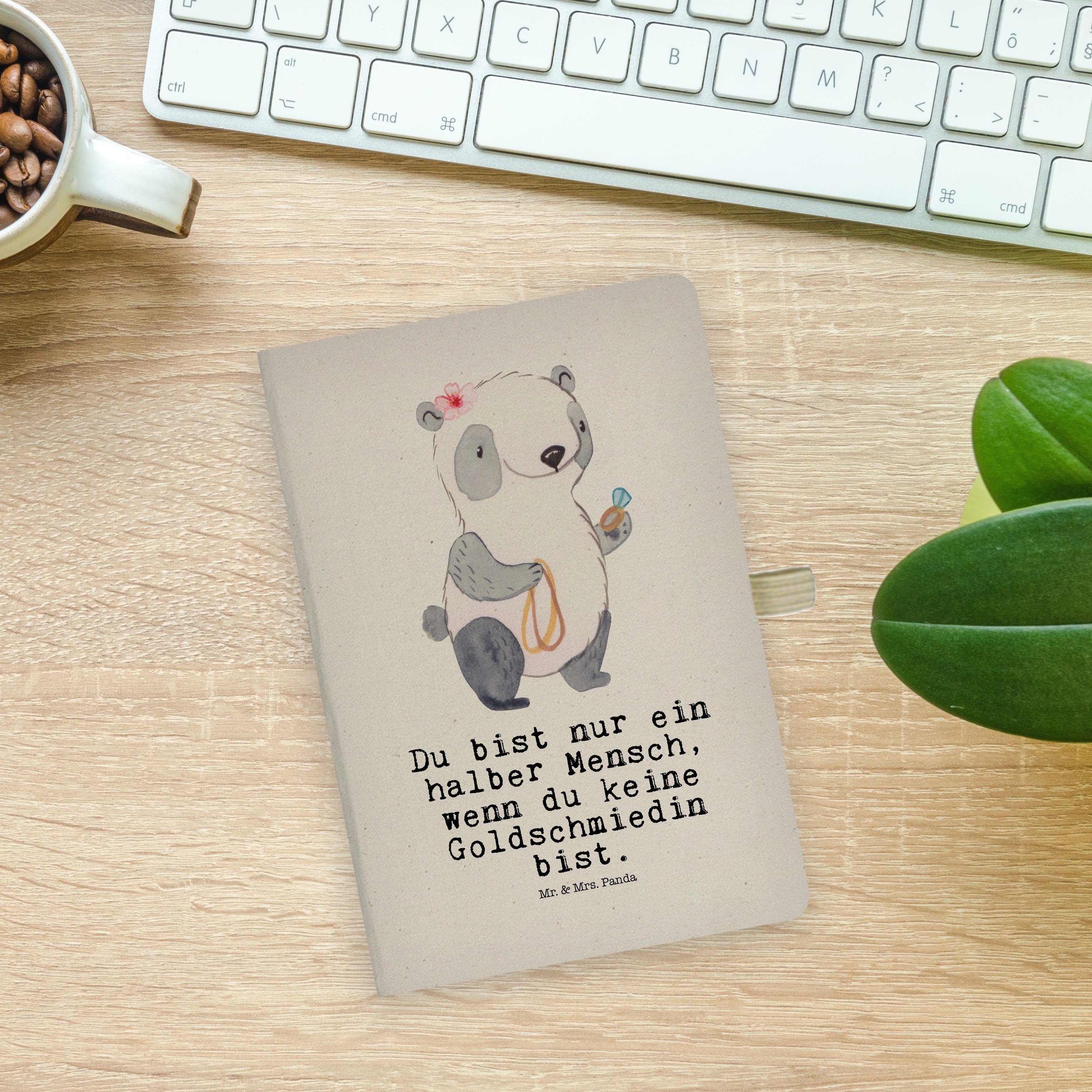 & Transparent Mrs. - Eröffn Geschenk, - Notizbuch Eintragebuch, Herz & Panda Mr. Panda mit Goldschmiedin Mrs. Mr.