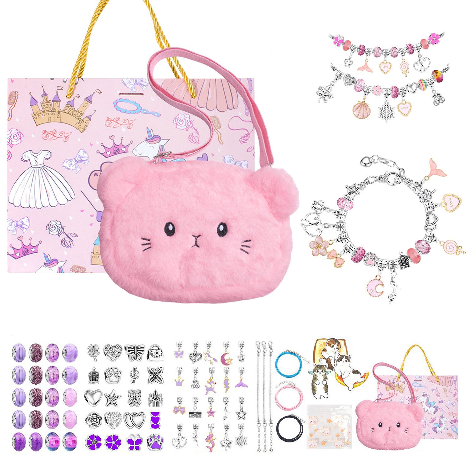 Refttenw Kreativset DIY Charm Armband Kit,Armbänder Selber,mit Umhängetasche