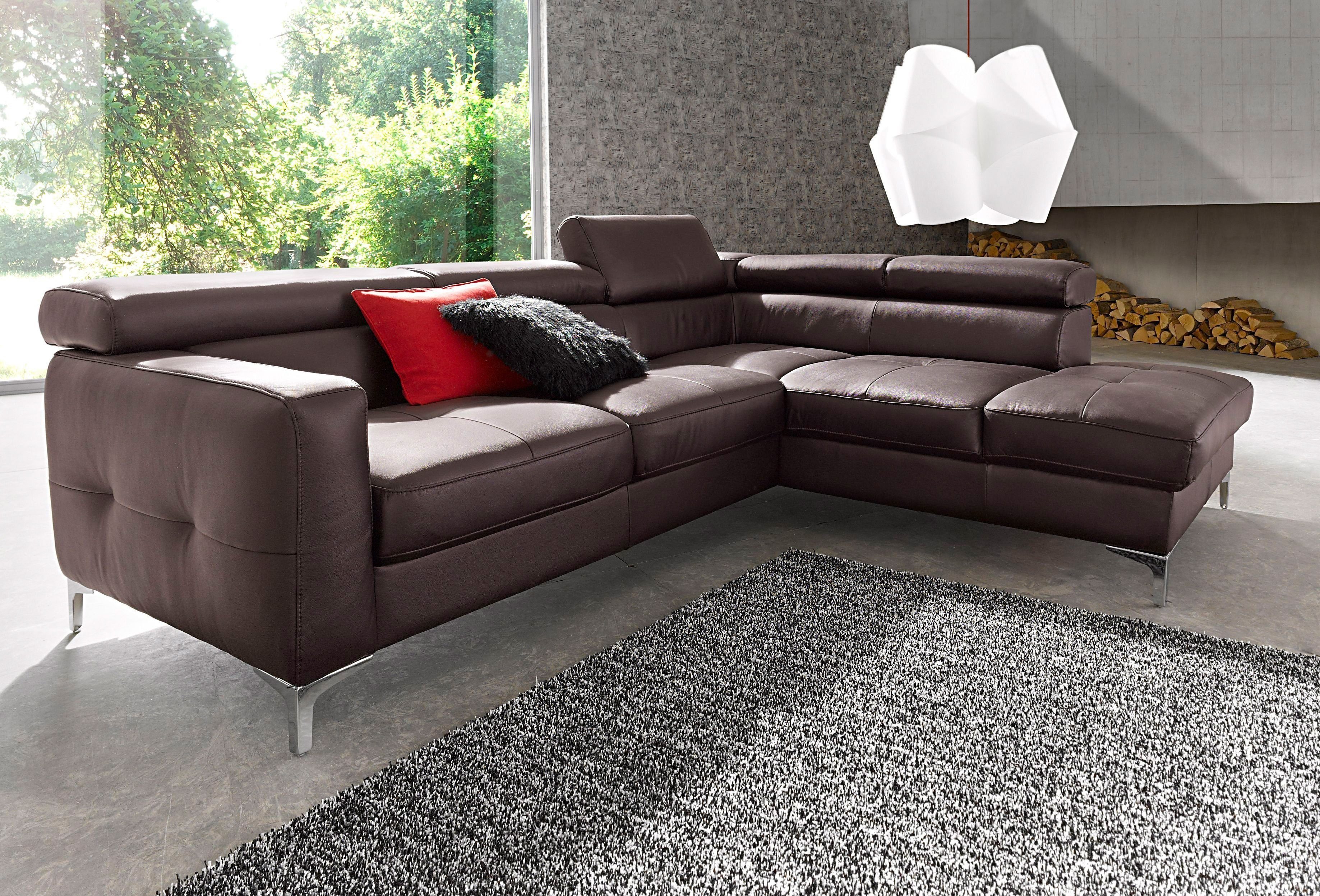 COTTA Polstergarnitur Sammy L-Form, (Set), Set bestehend aus: Ecksofa mit Kopfteilverstellung & Hocker