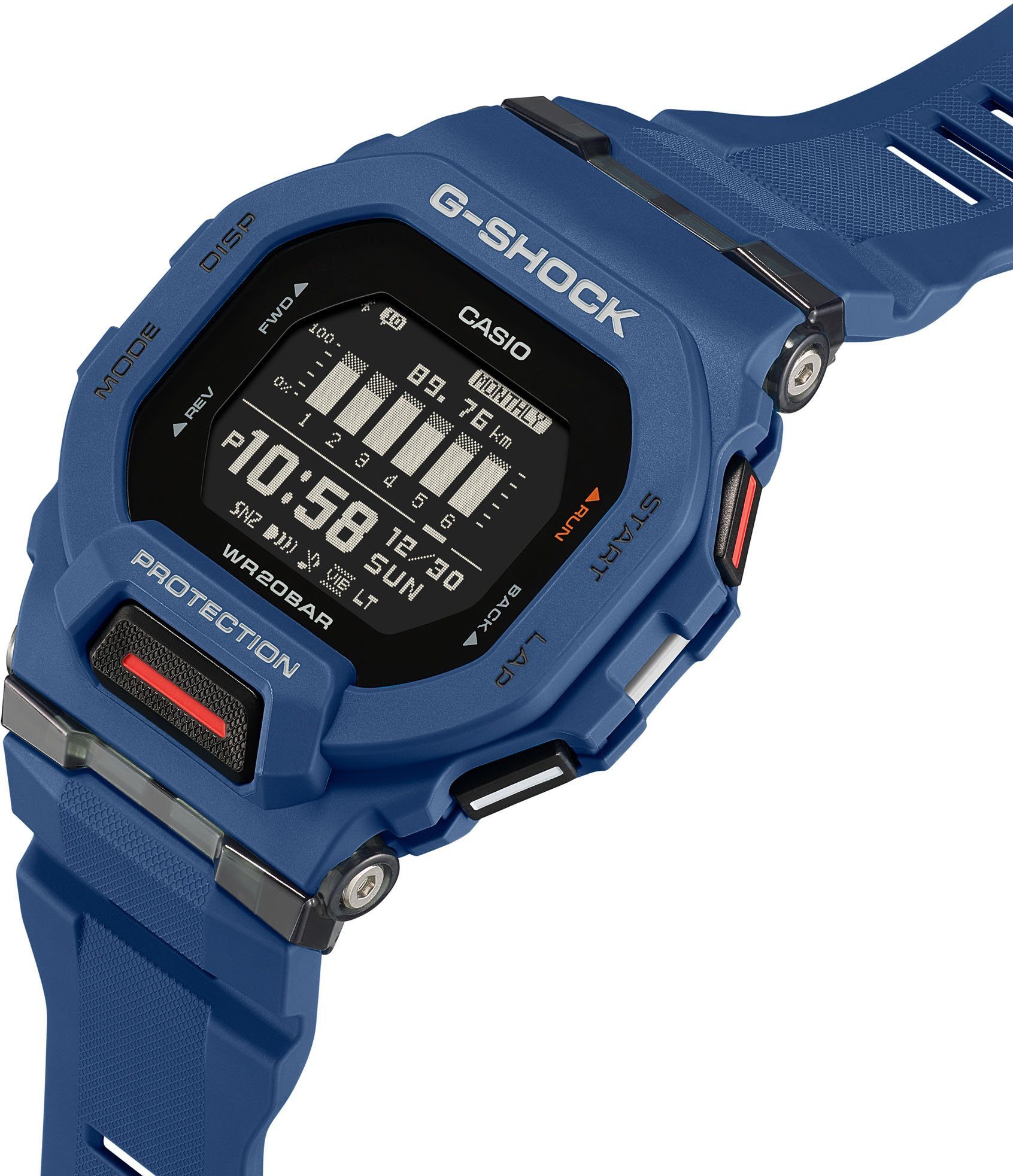 CASIO G-SHOCK GBD-200 Smartwatch, Armbanduhr, Herrenuhr, Bluetooth, Schrittzähler, Stoppfunktion blau