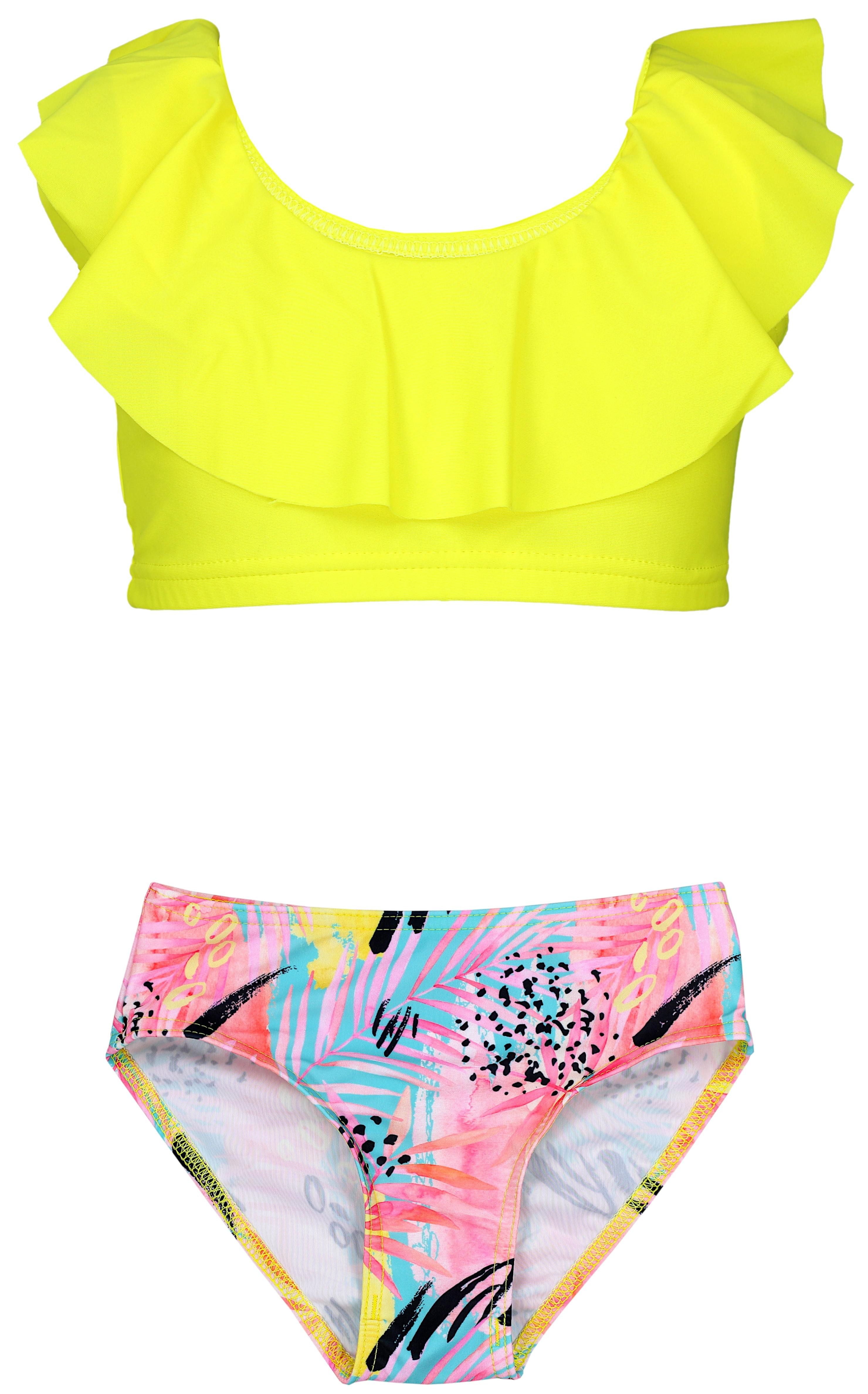 SHEIN Kleine Mädchen Set Aus Einfarbigem Rüschen-Bikini-Top Und