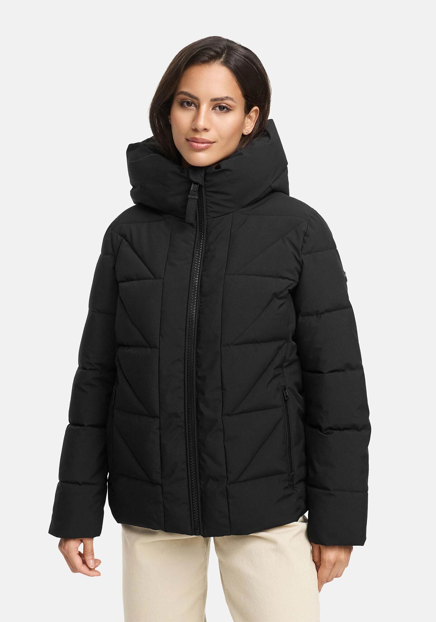 Marikoo Winterjacke Kuschelnasee mit extra hohem Kragen und warmem Fleecefutter