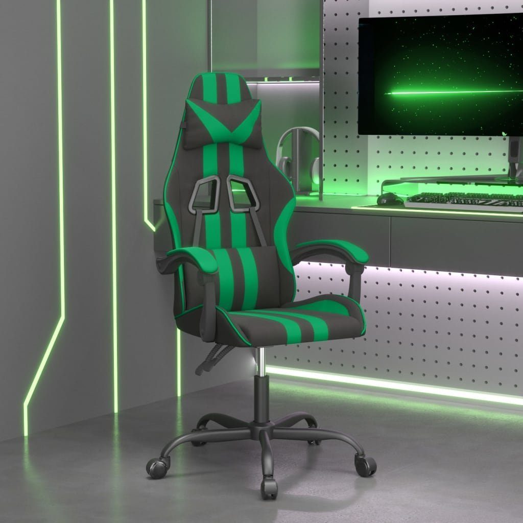 Gaming-Stuhl Schwarz Grün 57,5x59,5x(121-131) cm mit Kunstleder