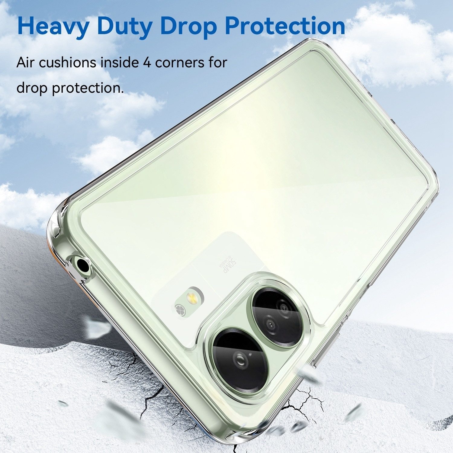 Wigento Handyhülle Für Xiaomi Redmi 13C TPU Schutz Handy Hülle Case Cover Transparent