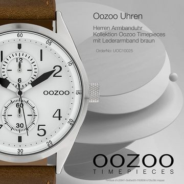 OOZOO Quarzuhr Oozoo Herren Armbanduhr Timepieces Analog, Herrenuhr rund, groß (ca. 42mm) Lederarmband, Fashion-Style