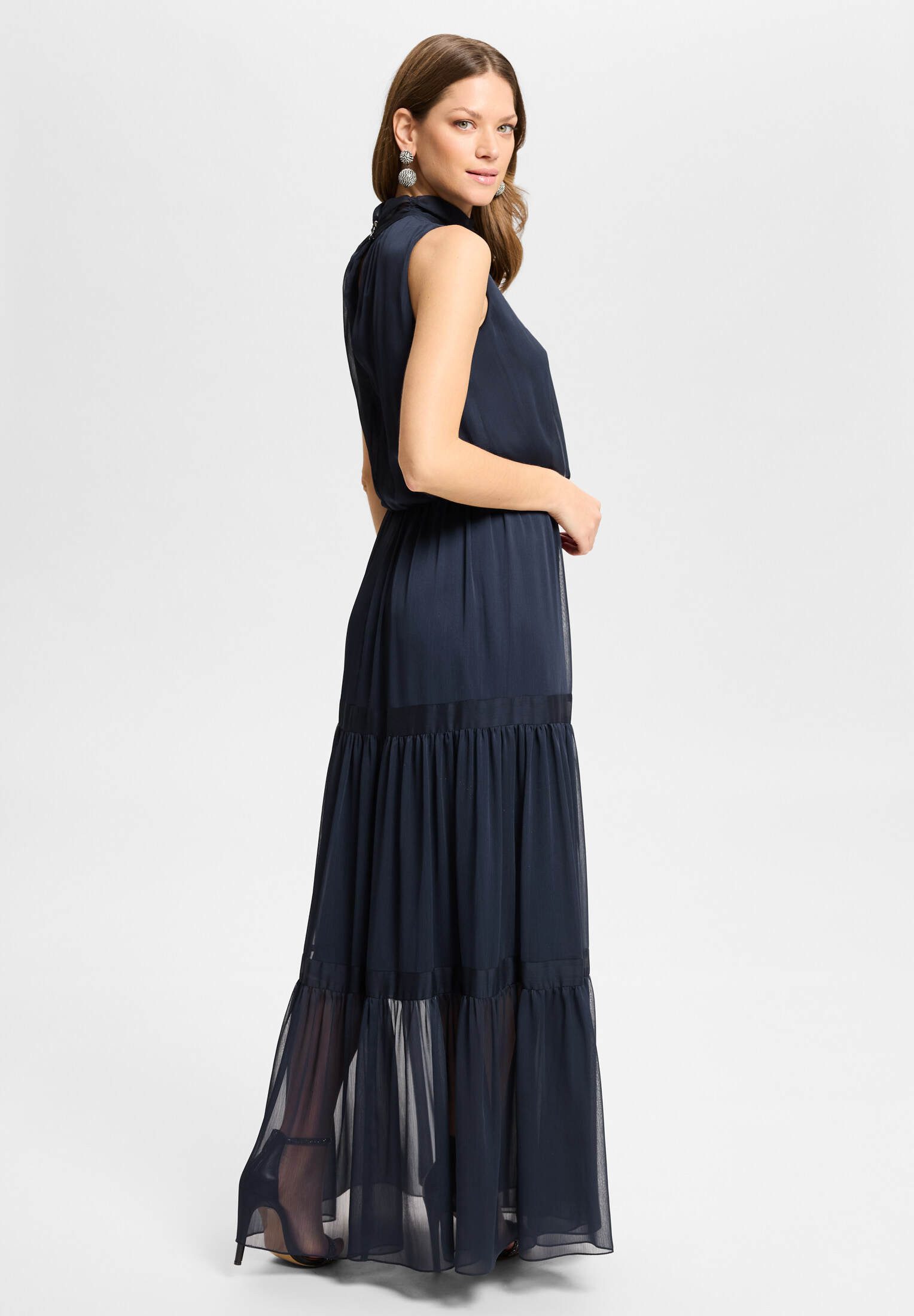 SWING Abendkleid - Abendkleid aus Crinkle Chiffon mit Stufenrock Taillierter Schnitt mit fließendem Rockteil