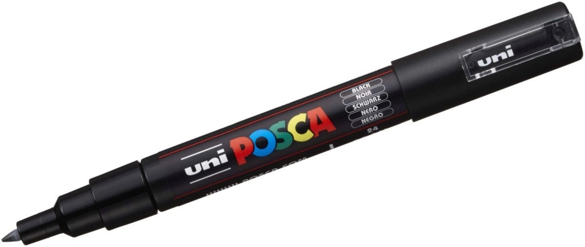 uni-ball Filzstift Fasermaler Uni Posca PC-1MC 0,7 schwarz (6 Stück)