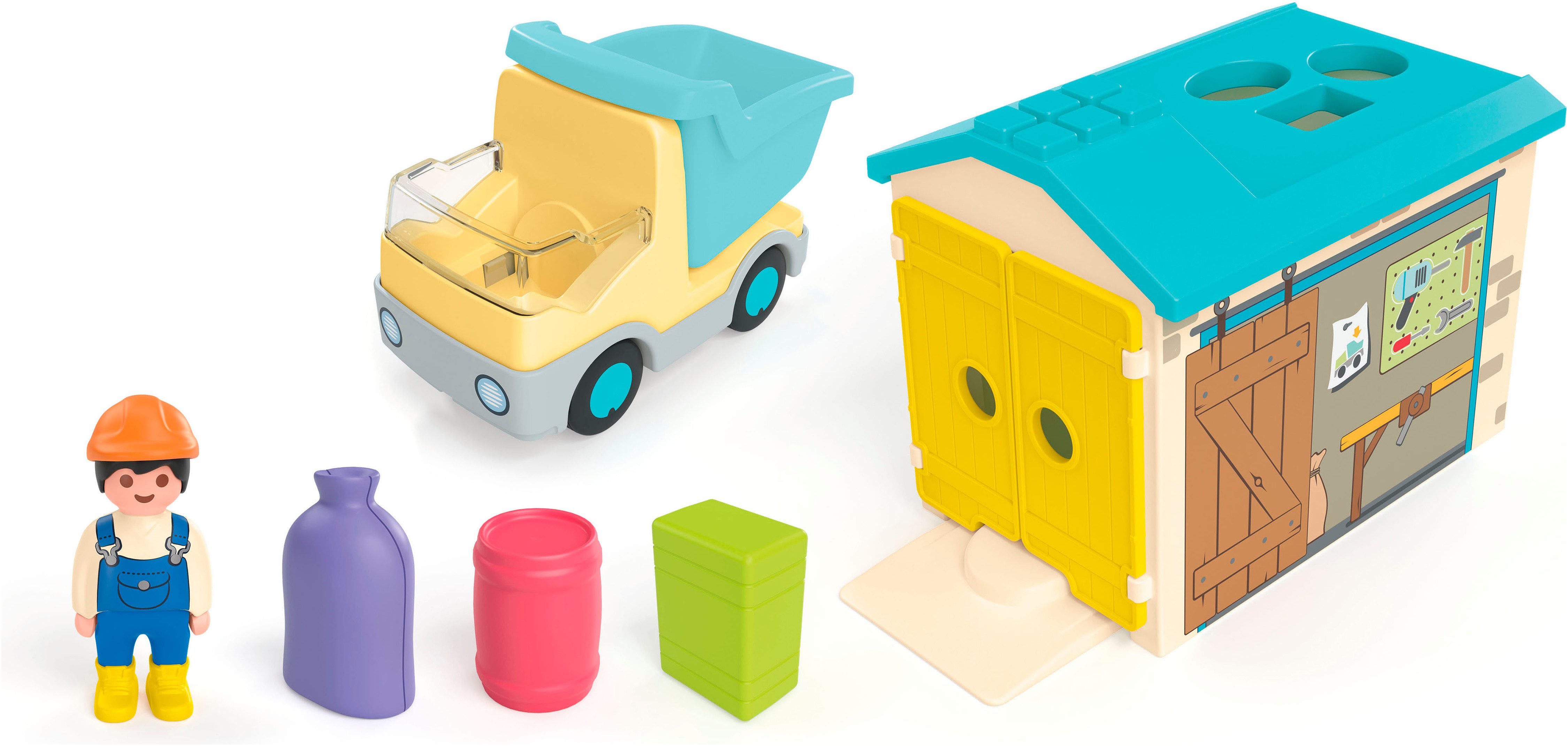Playmobil® LKW mit Sortiergarage (71686), JUNIOR Konstruktions-Spielset, (9 St), Made in Europe – Bild 5 von 5