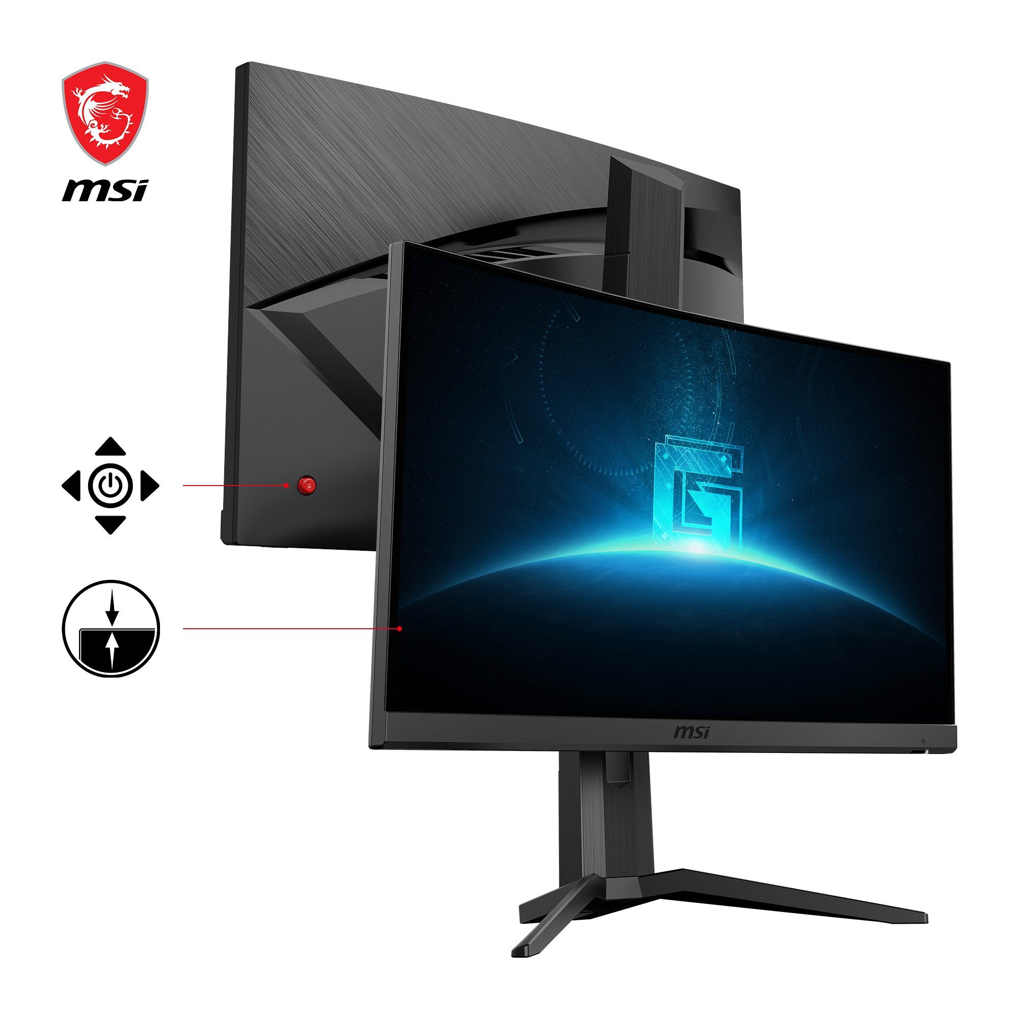 MSI G24C6P E2 Curved-Gaming-LED-Monitor (59,9 cm/24 ", 1920 x 1080 px, Full HD, 1 ms Reaktionszeit, 180 Hz, VA LED, höhenverstellbar, 3 Jahre Herstellergarantie)