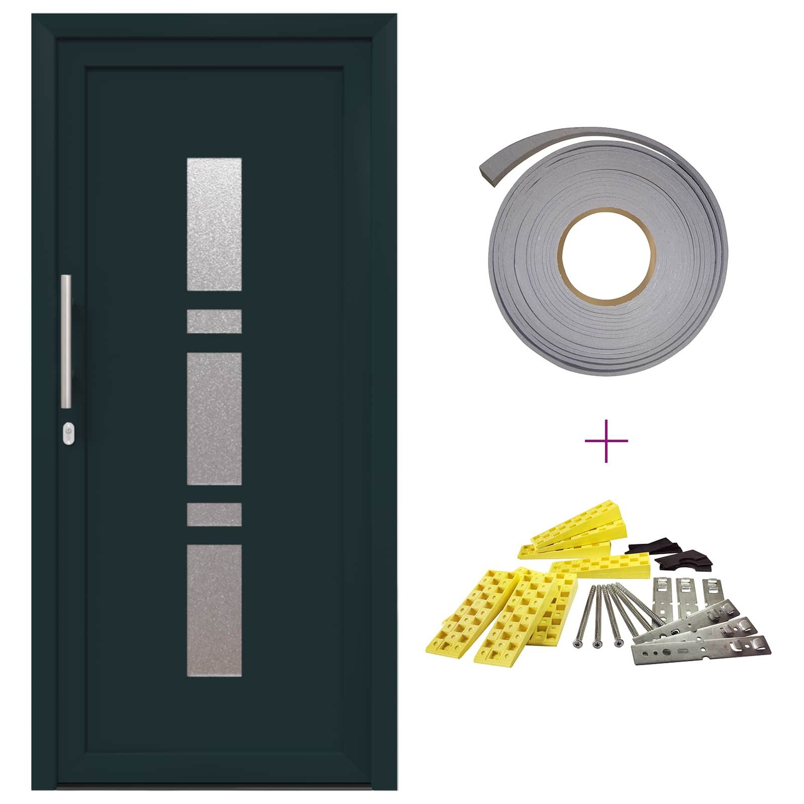 vidaXL Haustür 108 x 208 cm Haustür Vordertür Anthrazit 108x208 cm PVC