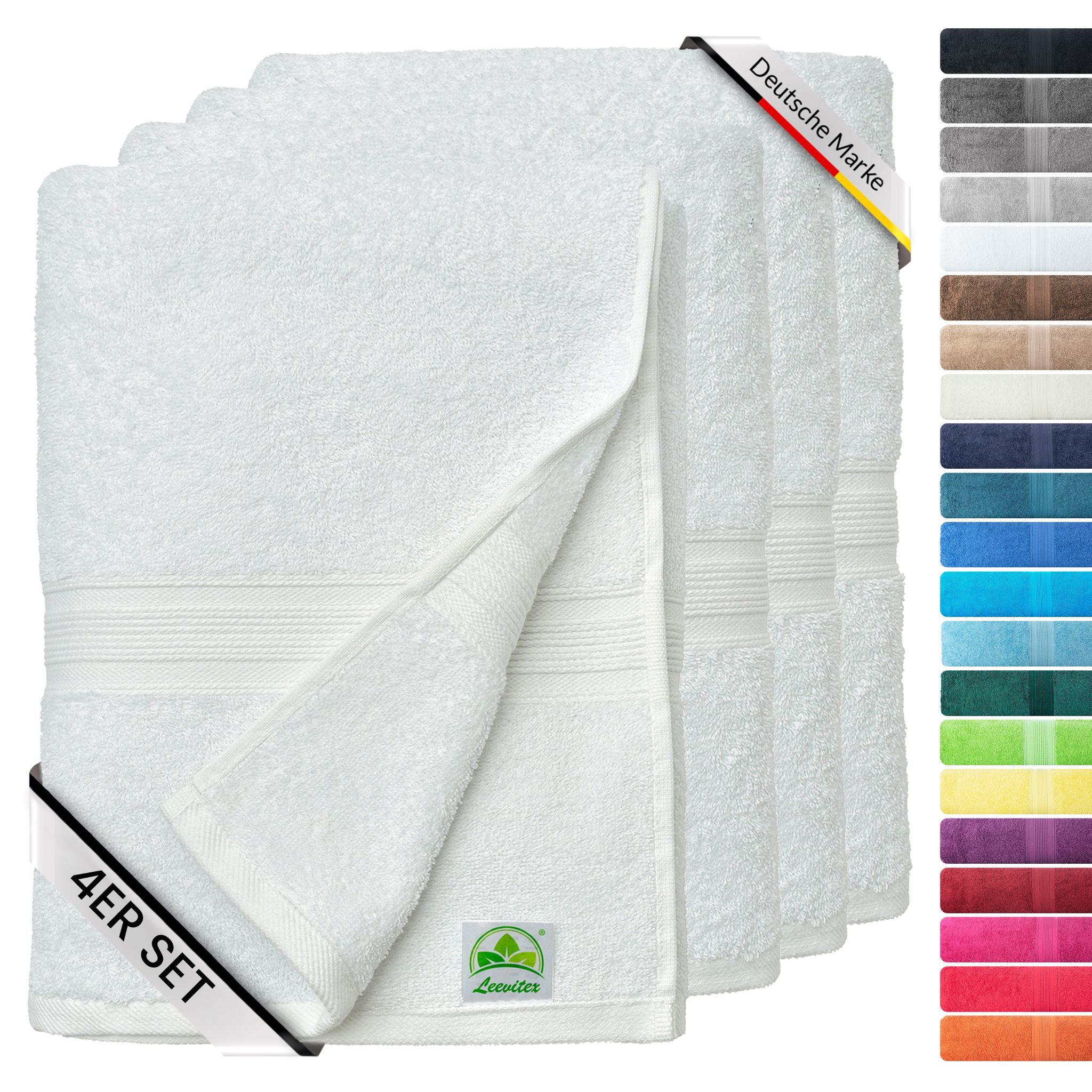 leevitex® Handtücher 4er-Set, 50 × 100 cm, aus 100% Baumwolle, Frottee (Set, 4-St), OEKO-TEX® STANDARD 100 zertifiziert und hochwertig verarbeitet