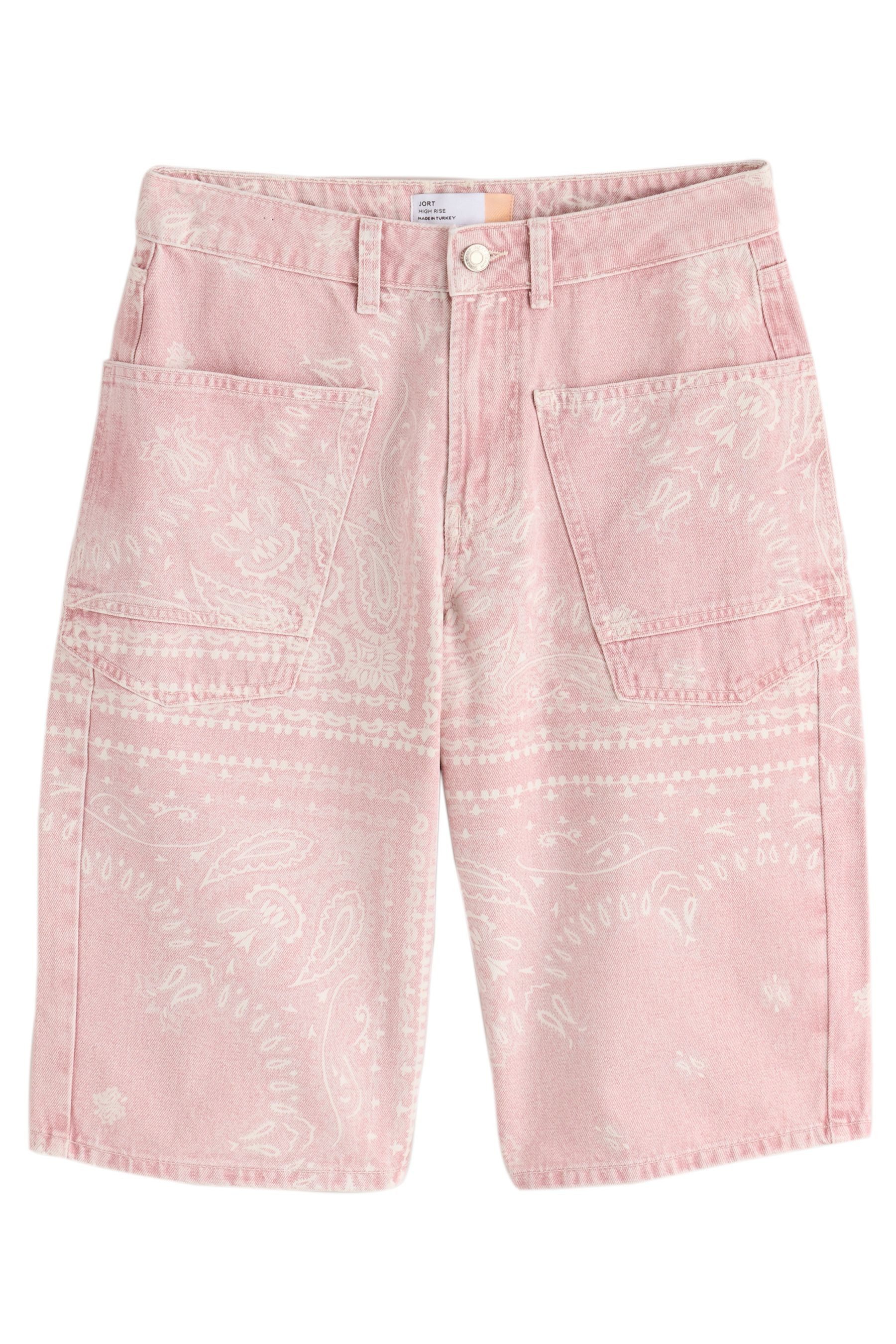 Jeansshorts Denim-Jorts-Shorts mit Barrel-Bein + Doppeltasche