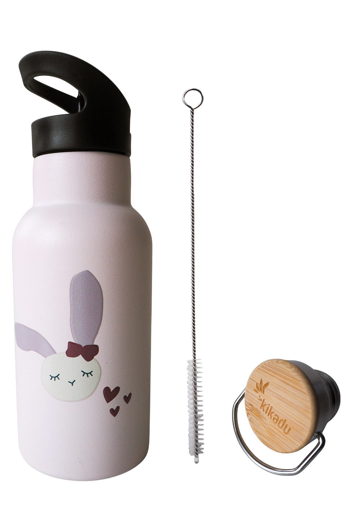 kikadu Trinkflasche, Hase Rosé, doppelwandige, Edelstahl, 350 ml