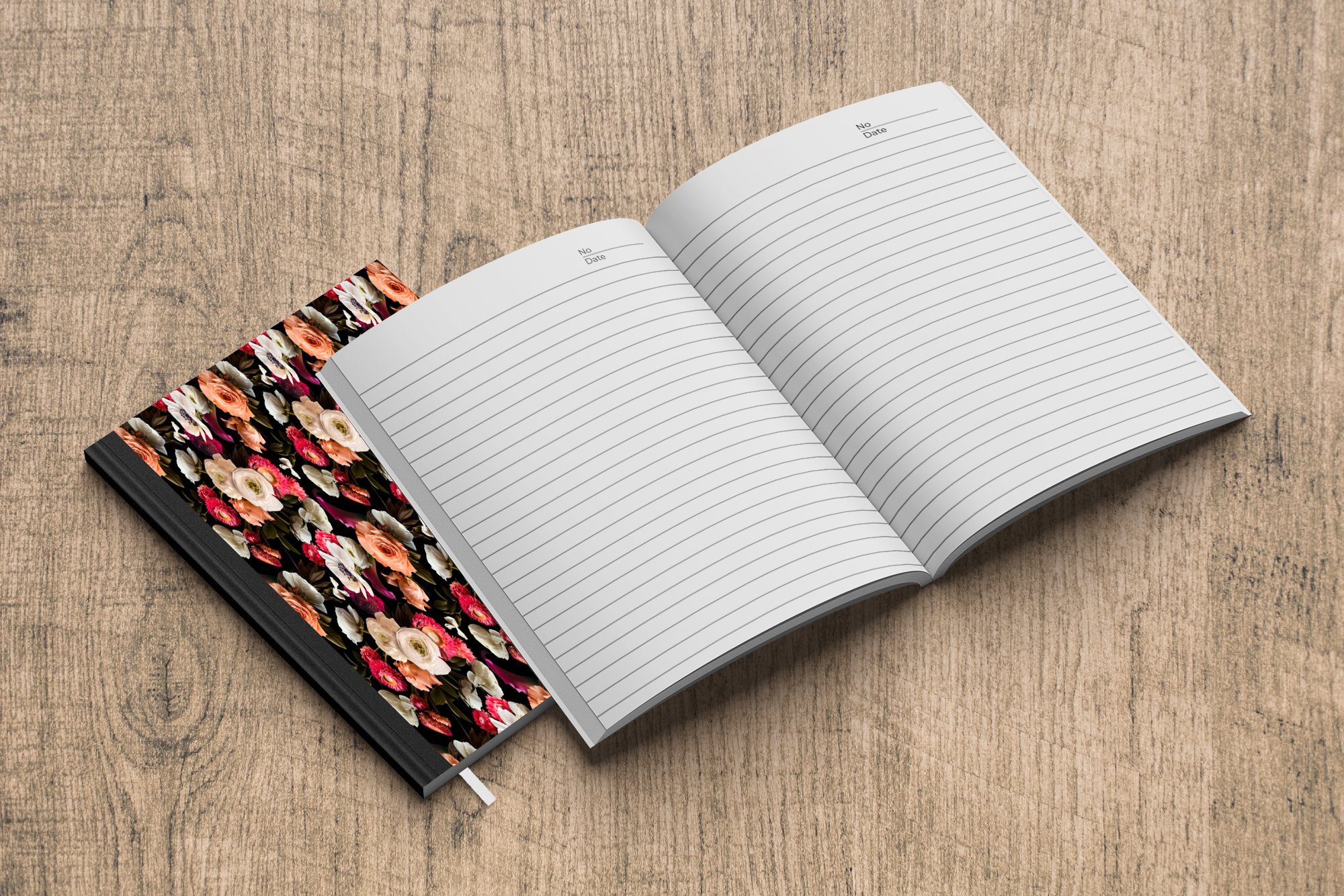 Journal, Muster, Blumen Notizheft, Haushaltsbuch - - Tagebuch, Notizbuch 98 Merkzettel, MuchoWow Farbe A5, Seiten,