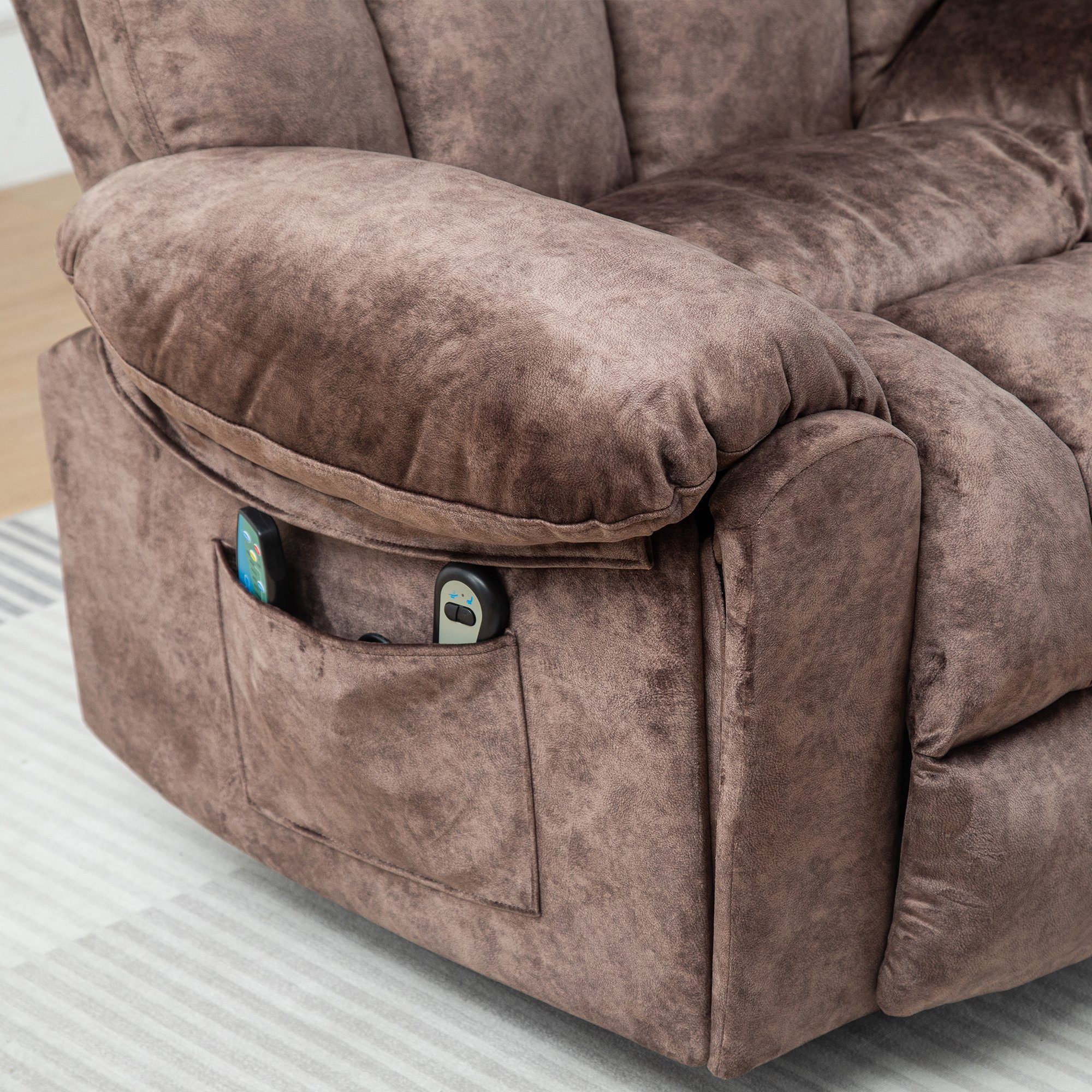 (Elegantes Aufbewahrungstaschen., und mit Einzelsessel Relaxsessel Braun Fernsehsessel Einzelsessel Liegestuhl) HAUSS liegen Massagesessel Fernsehsessel TV-Sessel SPLOE Design Elektrischer Samtoberfläche