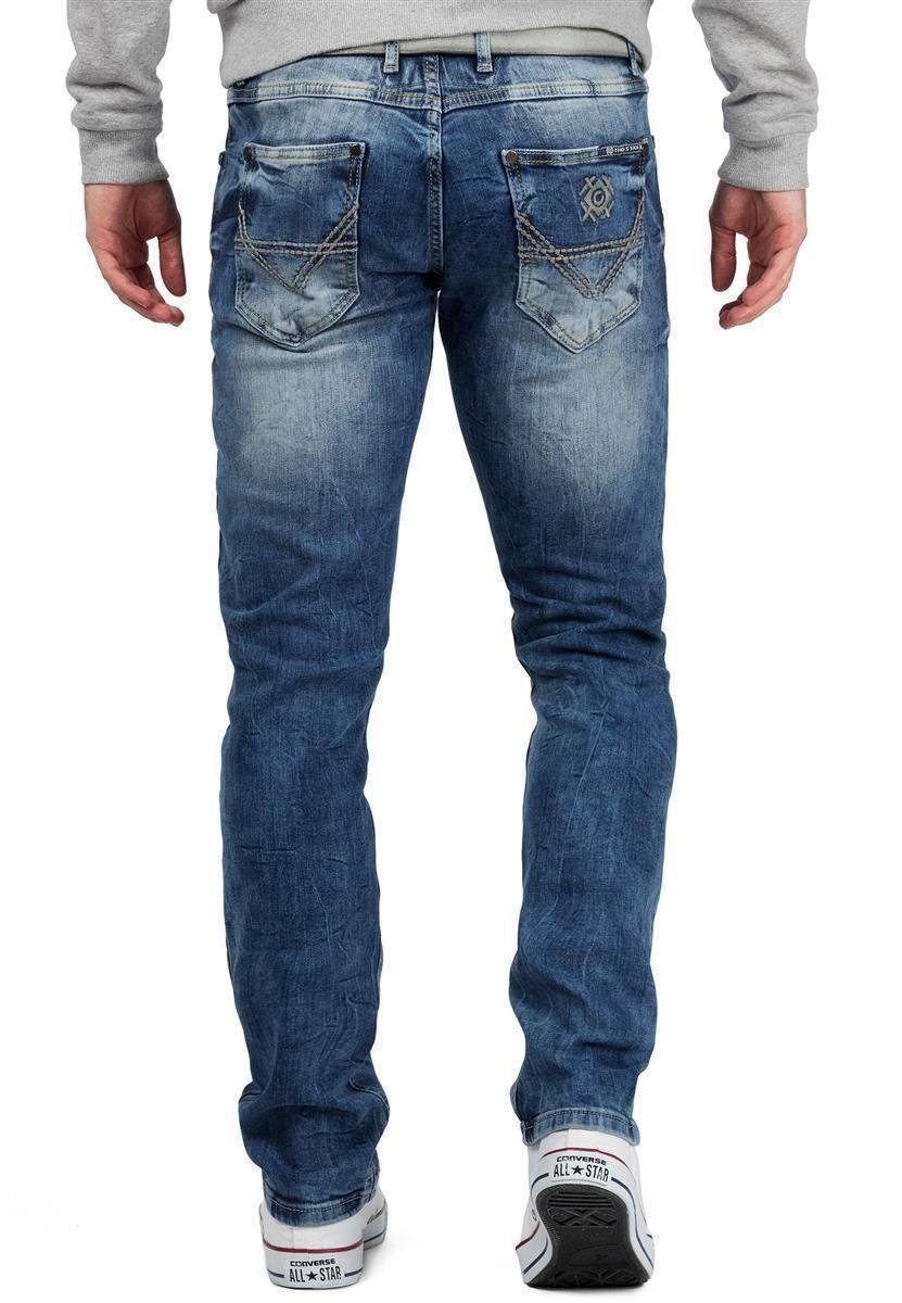 Cipo & Baxx Slim-fit-Jeans Herren Slim Fit Hose Stonewashed BA-CD533 Dark B günstig online kaufen