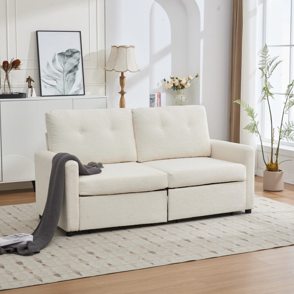 BBWL 2-Sitzer Modernes 2-Sitzer Sofa mit Schubladen-Stauraum, Kompakt-Couch, Microfaser, ergonomische Rückenlehne, Wohnzimmer, pflegeleicht
