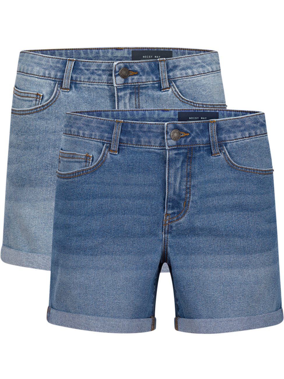 Noisy may Jeansshorts Damen Shorts BeLucky Regular Fit Basic Hotpants mit Stretch Light Blue & Medium Blue (27028348)