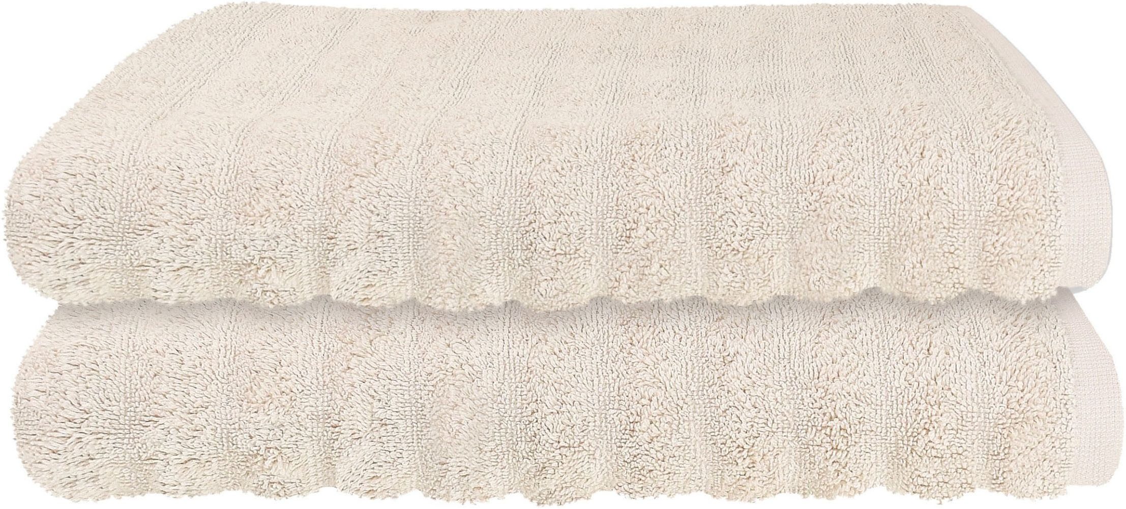 Schiesser Duschtücher Neapel aus 100% Baumwolle mit eleganter Hoch-Tief-Optik, Frottier (2-St), OEKO-TEX® MADE IN GREEN