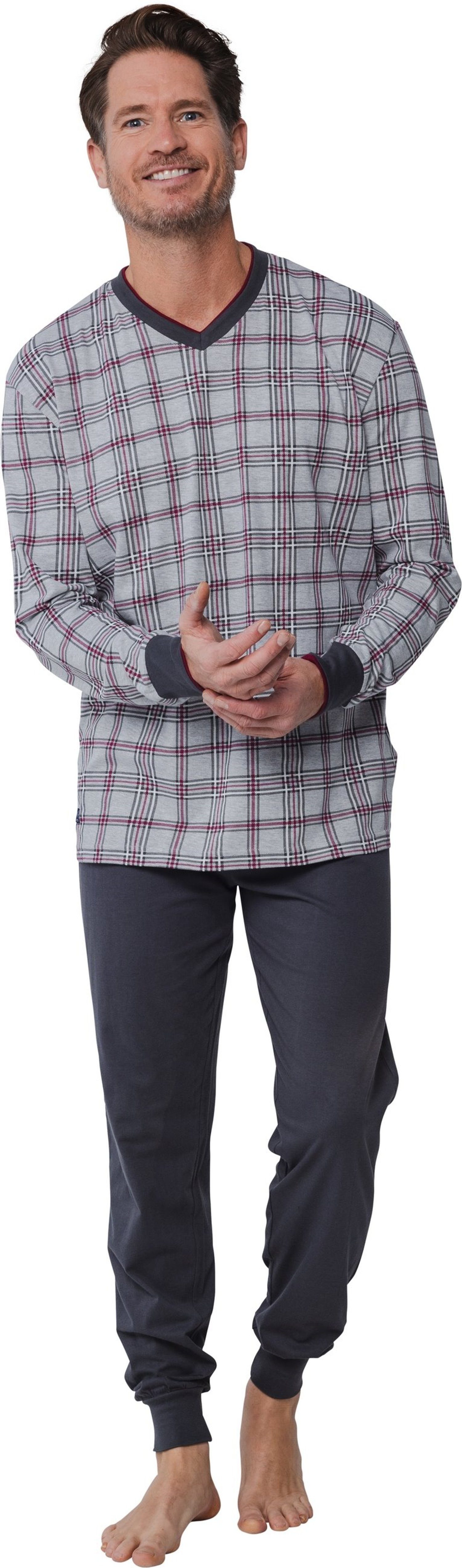 Schlafanzug Modischer Herren Pyjama kariert lang