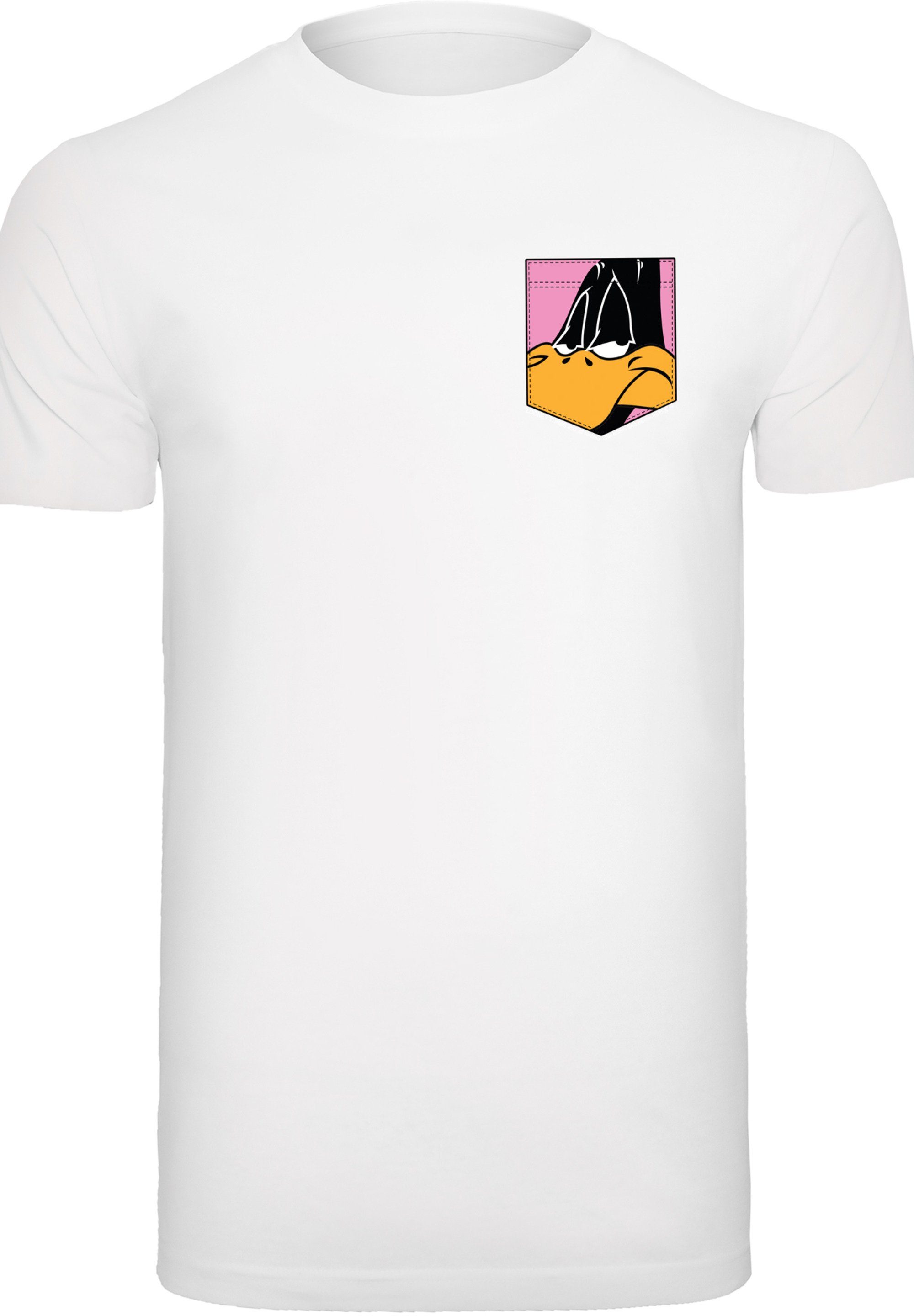 weiß T-Shirt Looney Daffy Pocket F4NT4STIC Tunes Duck Print Faux