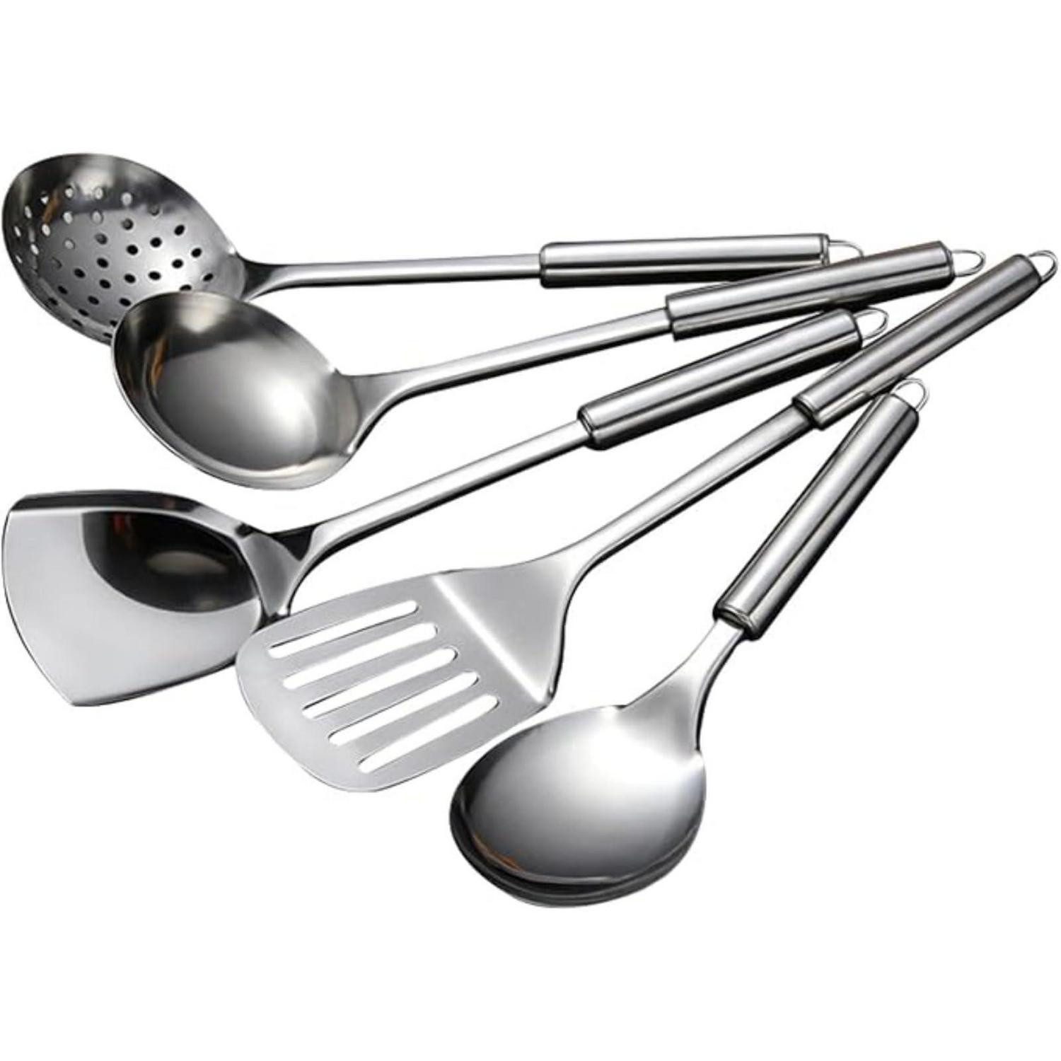 LuxusKollektion Kochbesteck-Set Edelstahl Kochgeschirr-Set 5-teilig mit Zubehör