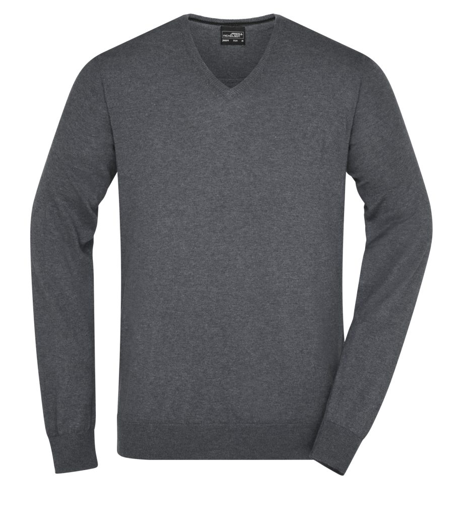 James & Nicholson Strickpullover Klassischer Herren Strickpullover Men's Pullover JN664 mit Seide- und Kaschmir-Anteil anthracite-melange