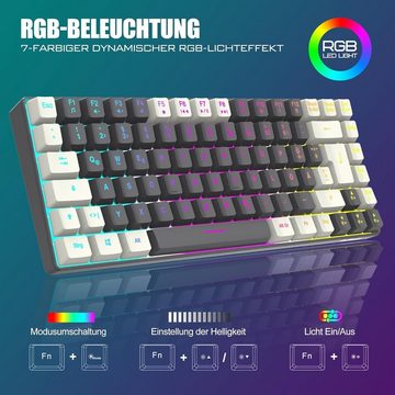 RedThunder RGB-Beleuchtung Tastatur- und Maus-Set, Kabellos, QWERTZ Deutsch, Ergonomisch Hotkeys und Multimedia-Tastatur