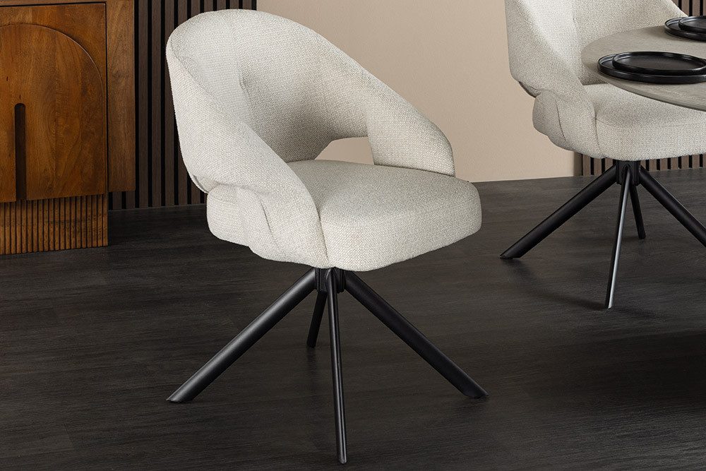 riess-ambiente Esszimmerstuhl BELLAGIO beige/schwarz - Bouclé, Tweed, soft, 180° drehbar, autoreturn (Einzelartikel, 1 St), Eleganter & moderner Sitz - ideal für Ess-, Schlaf- und Wohnzimmer