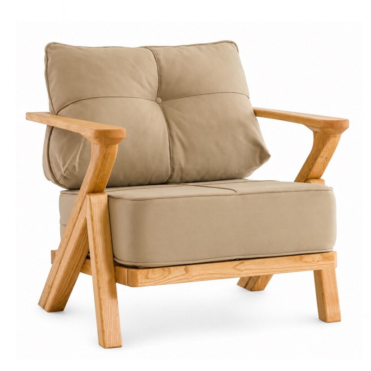 Xlmoebel Sessel Gartensessel Beige Kissen Modern Komfortabel Stilvoll Outdoor Möbel (1-St., 1-tlg), Modernes Design, Komfortabel, Stilvoll