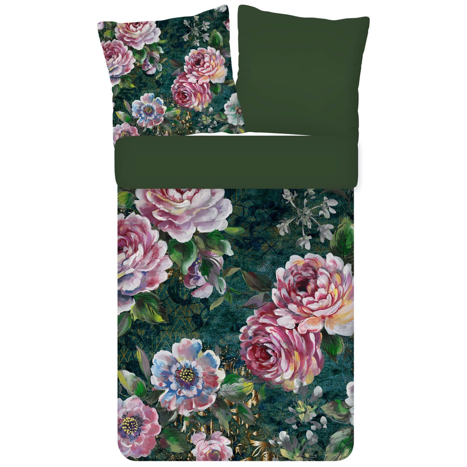 Bettwäsche Fleur multi Trendy Bedding, ESPiCO, Renforcé, 2 teilig, Blüten, Pfingstrose, Ornamente