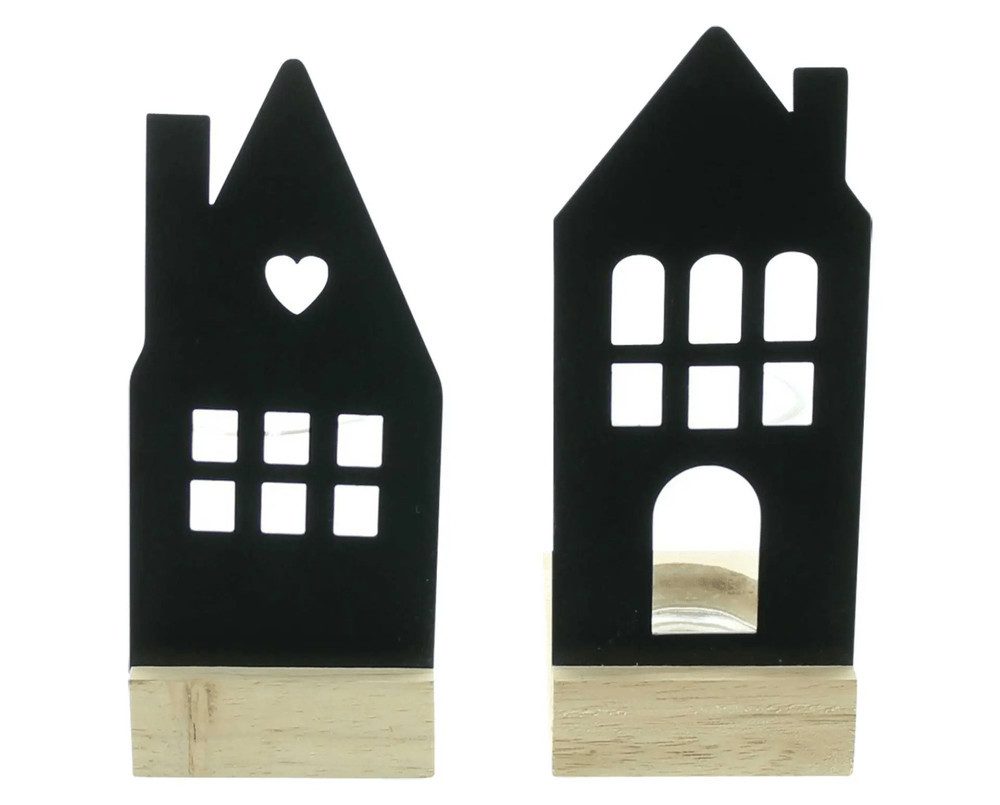 Home-trends24.de Windlicht Haus Windlicht Metall Rost Teelichthalter Kerzenhalter 2er-Set (2 St)