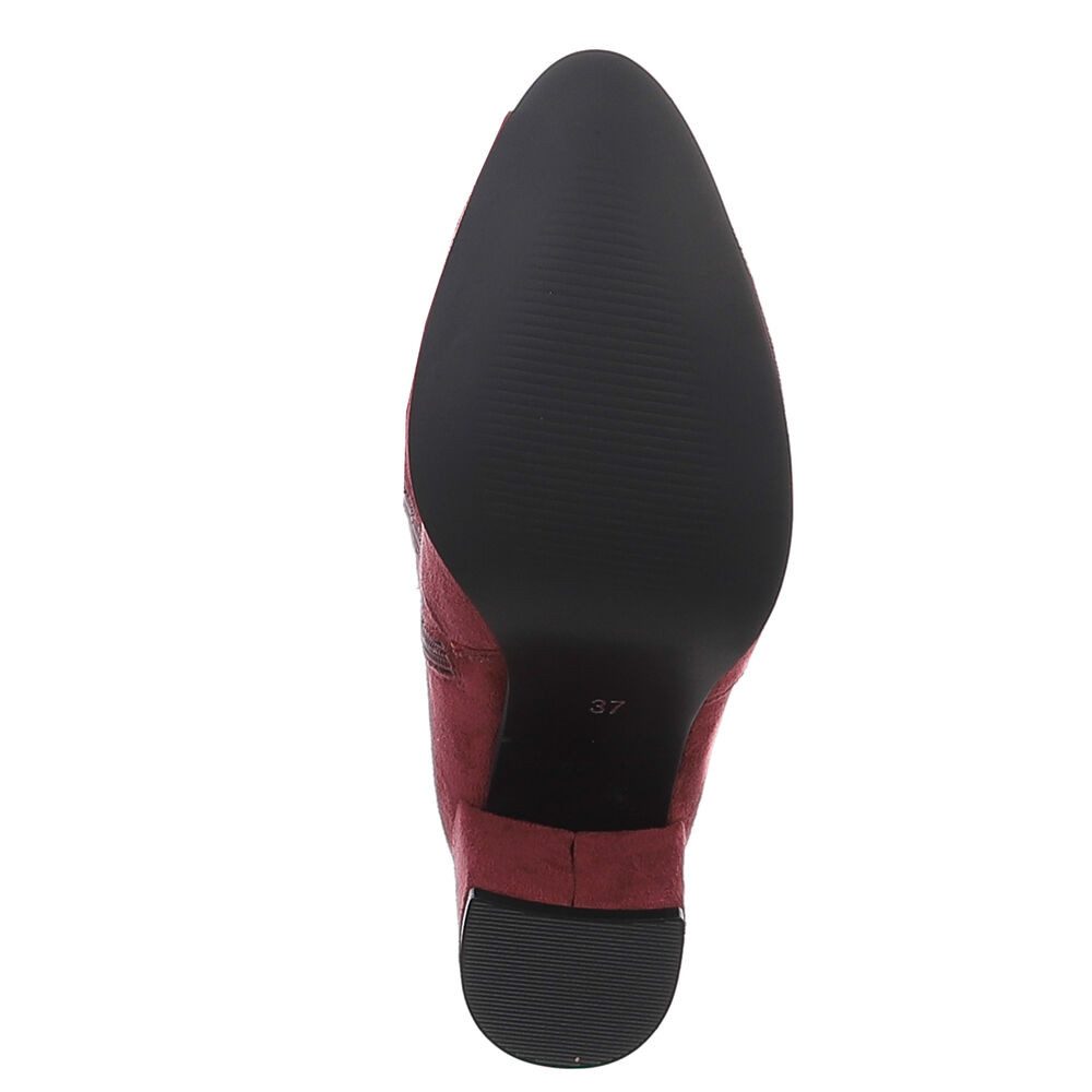 Ital-Design Eleganter Stiefel für Damen mit hohem Absatz, vielseitig einsetzbar Stiefel (90152970) Blockabsatz Stiefel in Weinrot