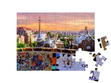 puzzleYOU Puzzle Typisches Mosaik im Parc Guell, Barcelona, Spanien, 48 Puzzleteile, puzzleYOU-Kollektionen Spanien