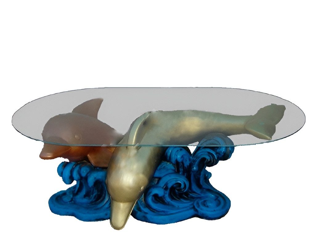 JVmoebel Couchtisch Runder Beistelltisch aus Glas - Moderne Wohnzimmertisch Statue Neu, Made in Europa