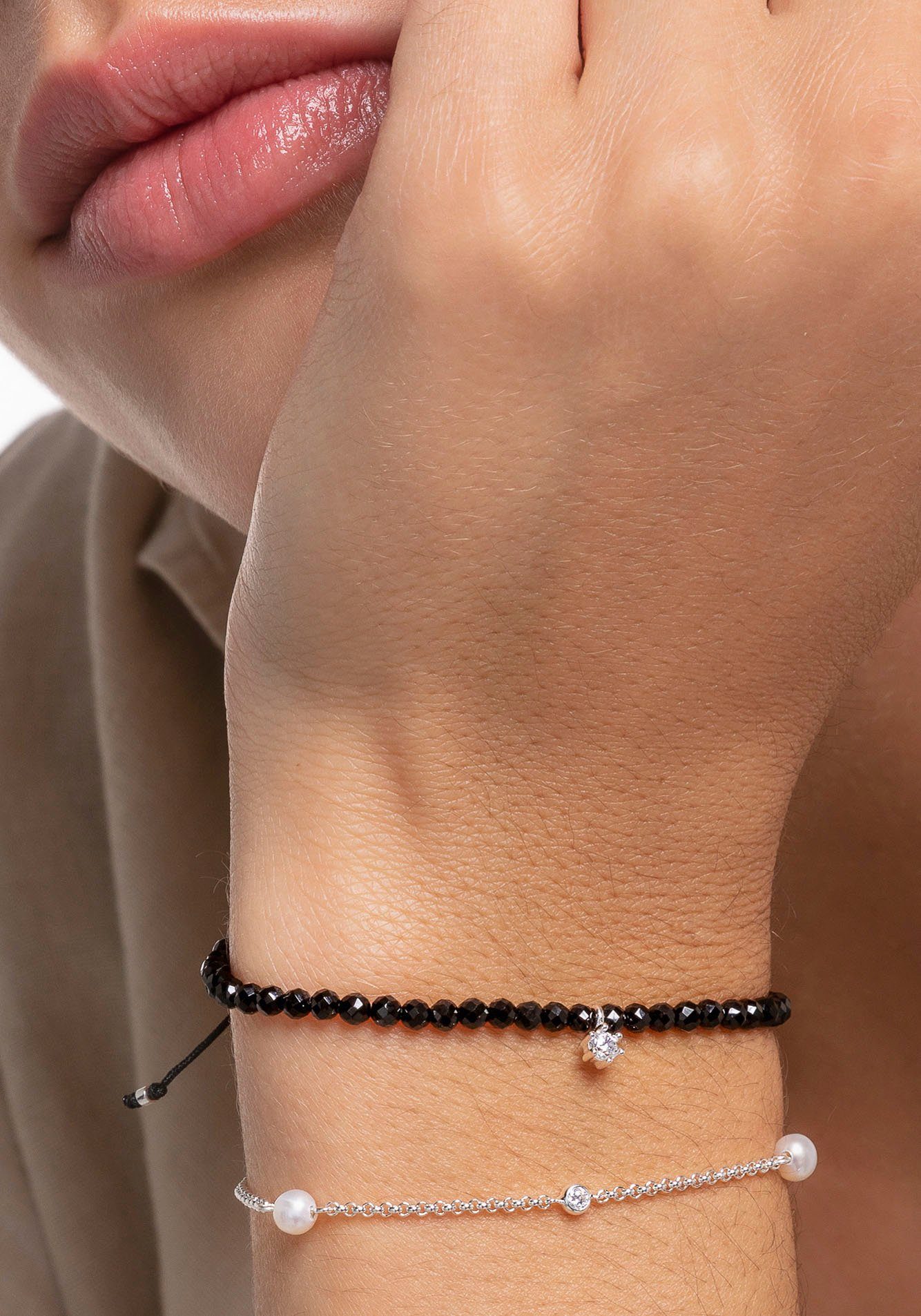 THOMAS SABO Perlenarmband, mit Zirkonia (synth) - mit Süßwasserzuchtperle