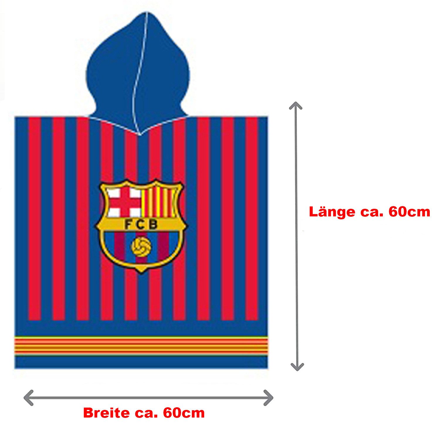BERONAGE Kapuzenhandtuch FC Barcelona Kinder Kapuzen Bade-Poncho 60x120 cm Bademantel Poncho, 100% Baumwolle, Frottee in Velours-Qualität