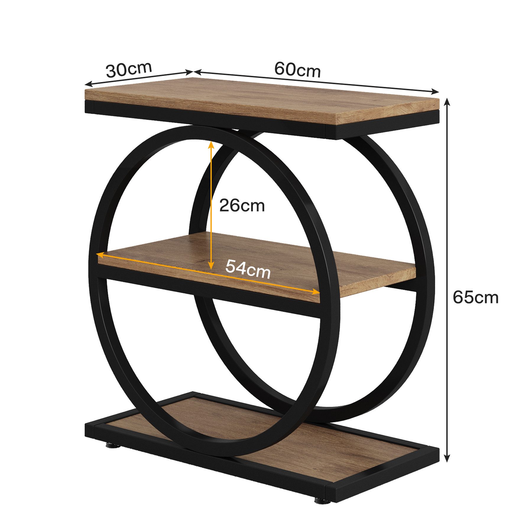 Tribesigns Beistelltisch 3-Tier Beistelltisch Schmaler Holz, Couchtisch mit Metallrahmen – Bild 5 von 5