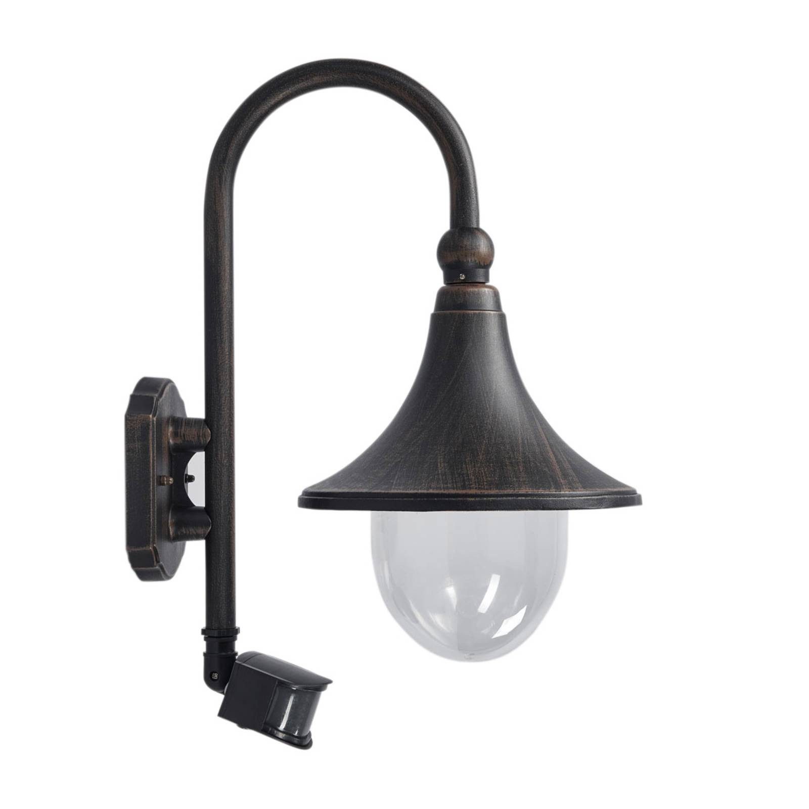 Lindby Außen-Wandleuchte Daphne, Metall, Schwarz IP44mit Bewegungsmelder, 1 x 60 W