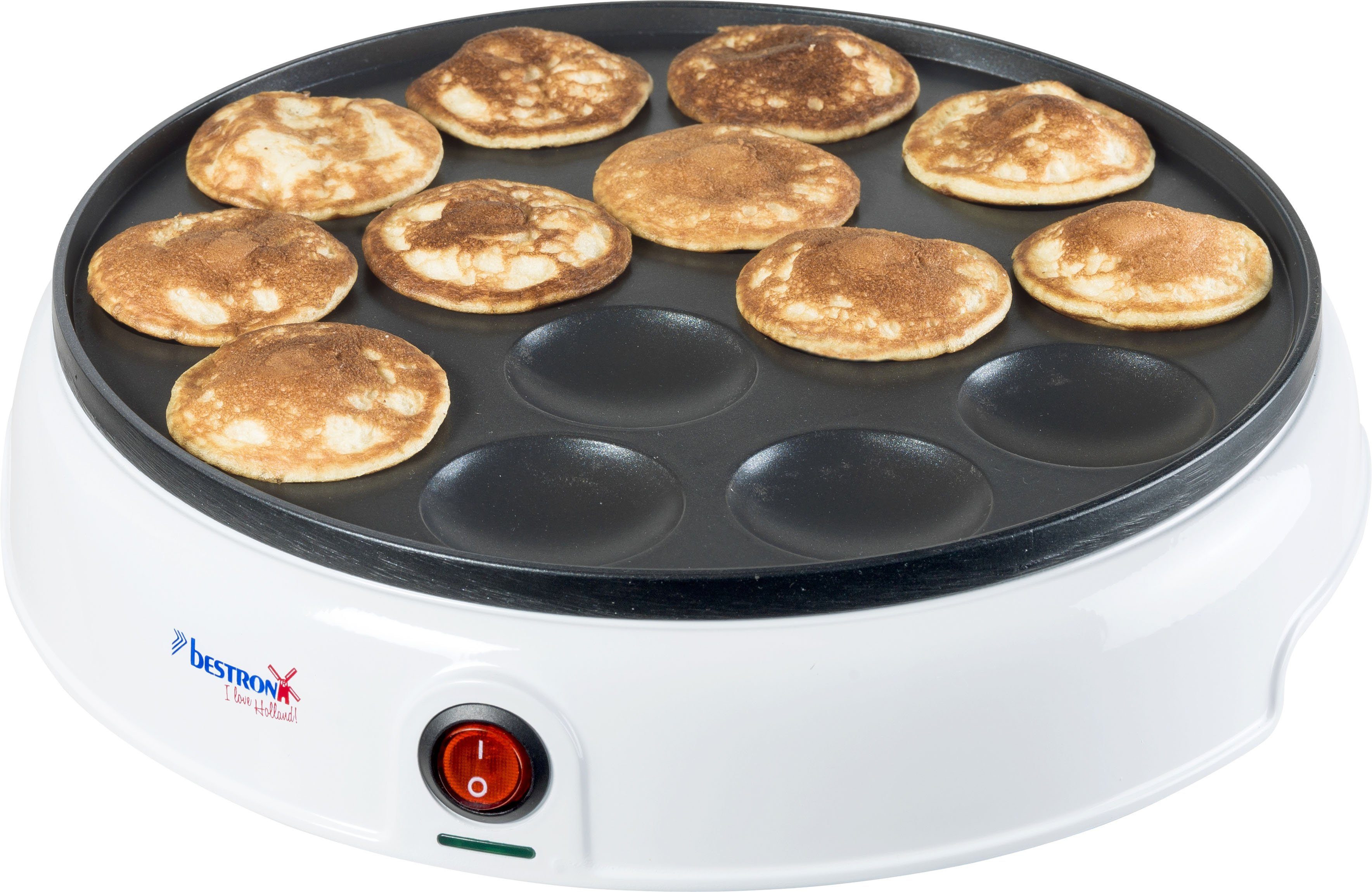 bestron Poffertjes-Maker APFM700W Sweet Dreams, 800 W, im Retro Design, Mini Pfannkuchen Automat, mit Antihaftbeschichtung