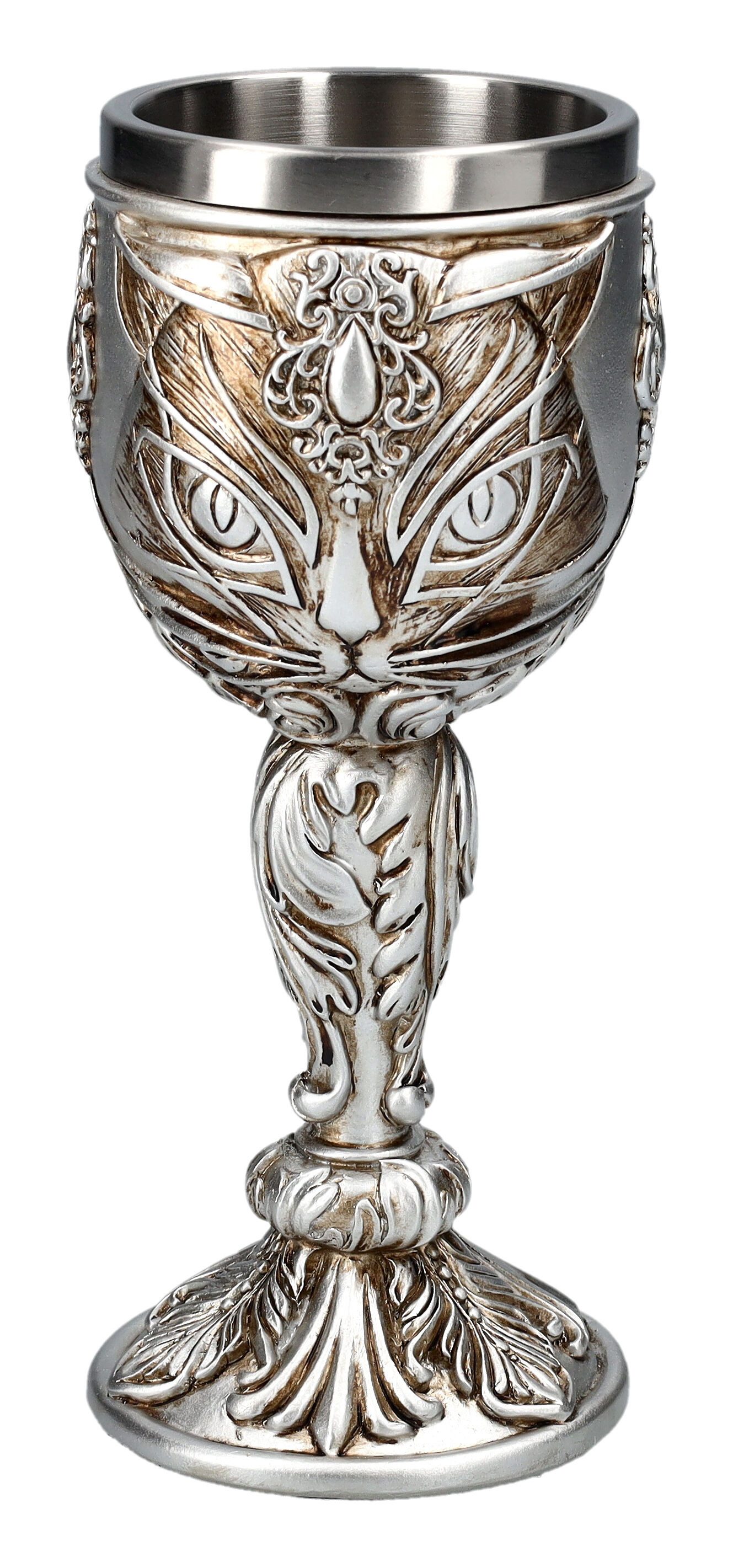 Figuren Shop GmbH Кружки Kelch Gothic - Katze Sacred Cat - Alchemy - Gothic Fantasy Кружки, Kunststein (Polyresin), Edelstahl