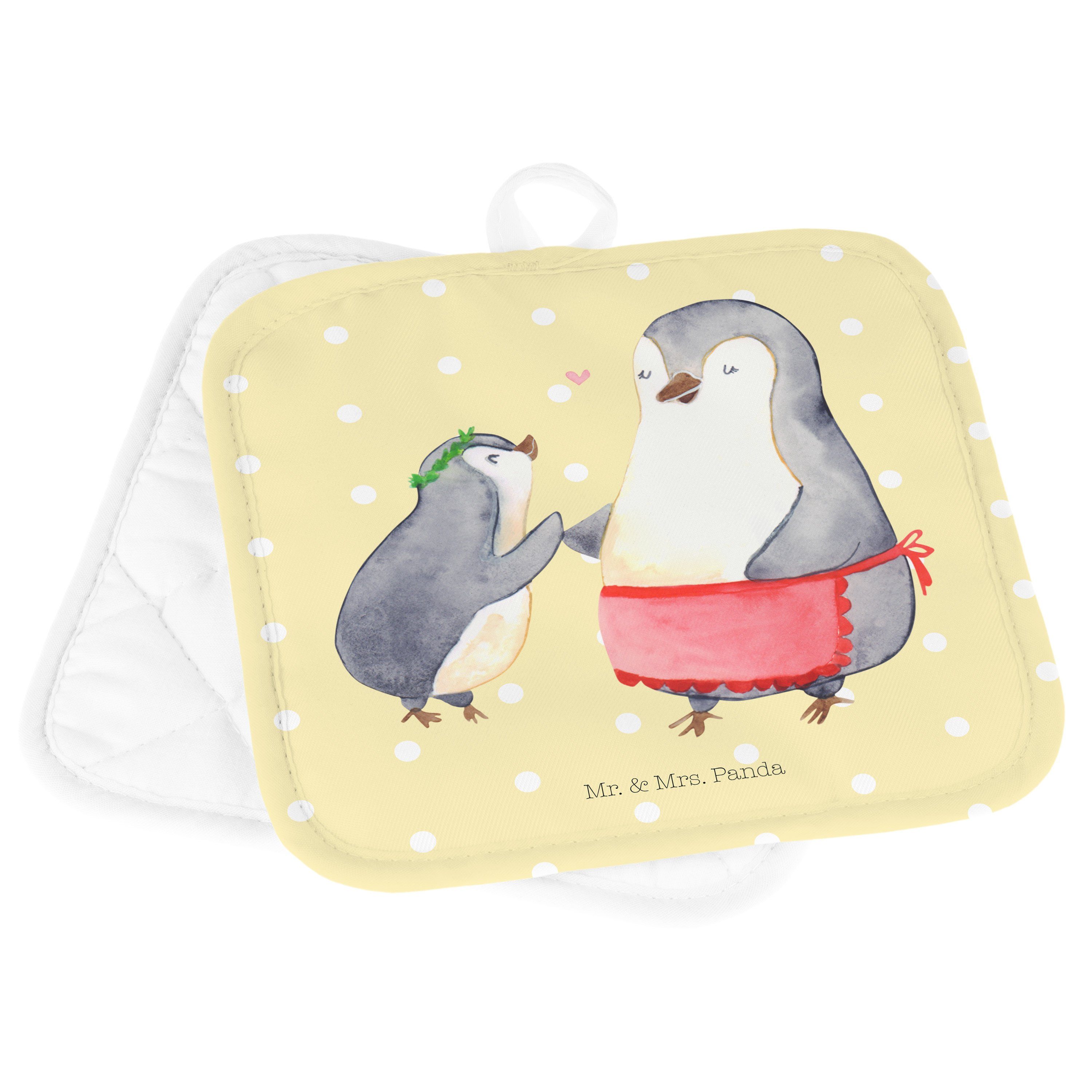 Mr. & Mrs. Panda Topflappen mit Gelb Bruder, Pinguin Mut, - (1-tlg) Geschenk, Kind Opa, - Familie, Pastell
