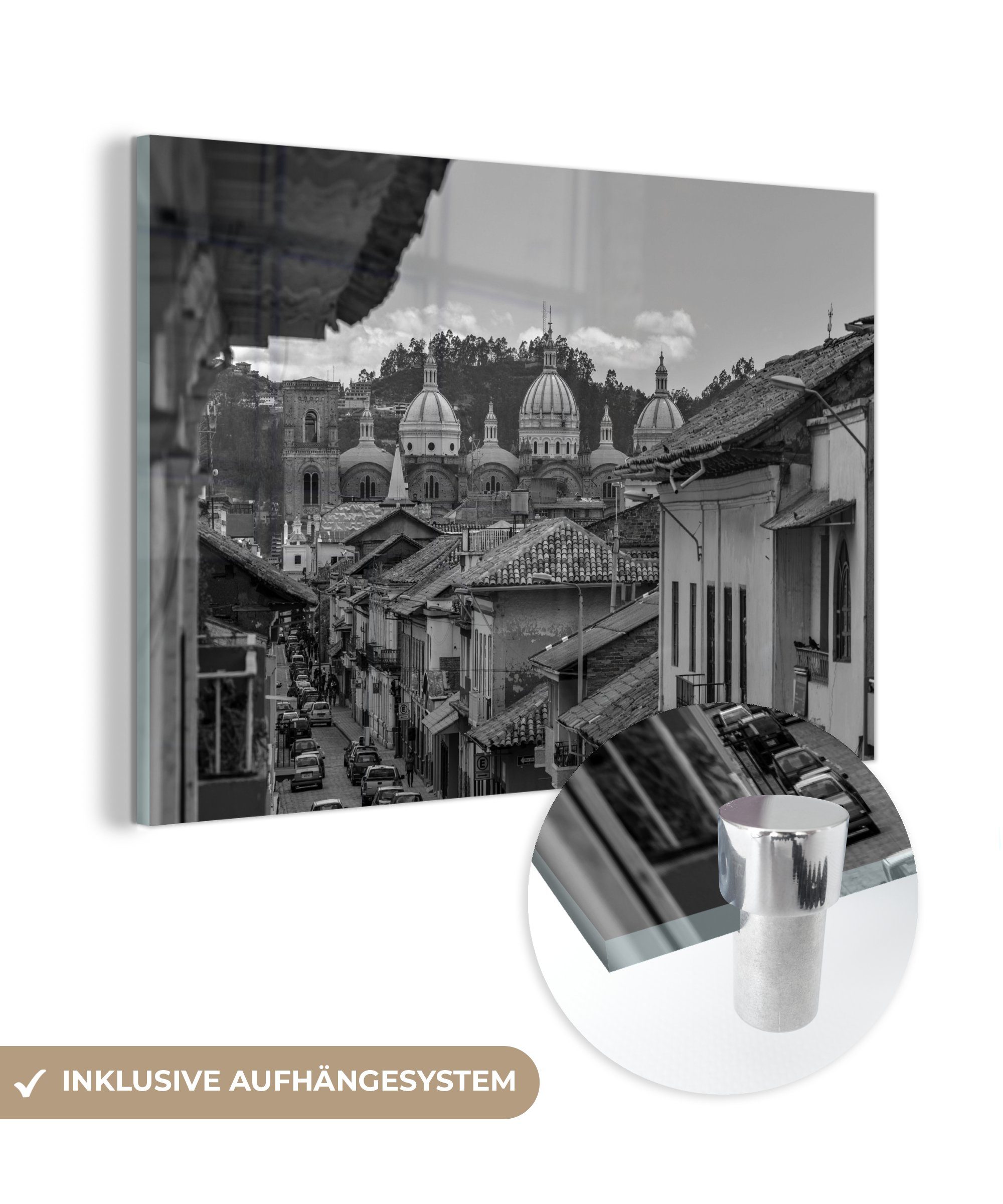 MuchoWow Acrylglasbild Auto - Schwarz - Weiß - Ecuador, (1 St), Acrylglasbilder Wohnzimmer & Schlafzimmer