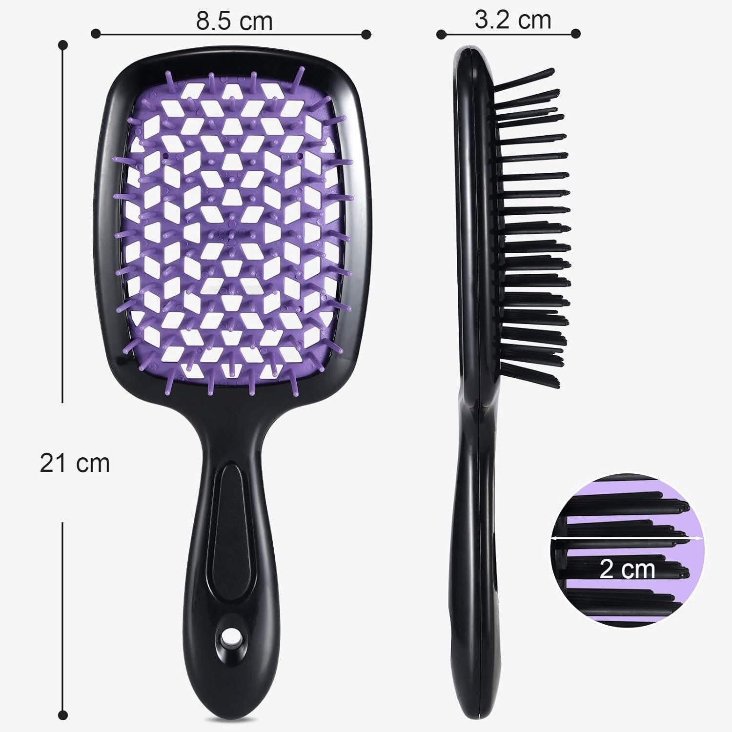 LuxusKollektion Haarbürste 2er Pack Haarbürsten Naturhaar Entwirrbürsten für Lockiges Haar