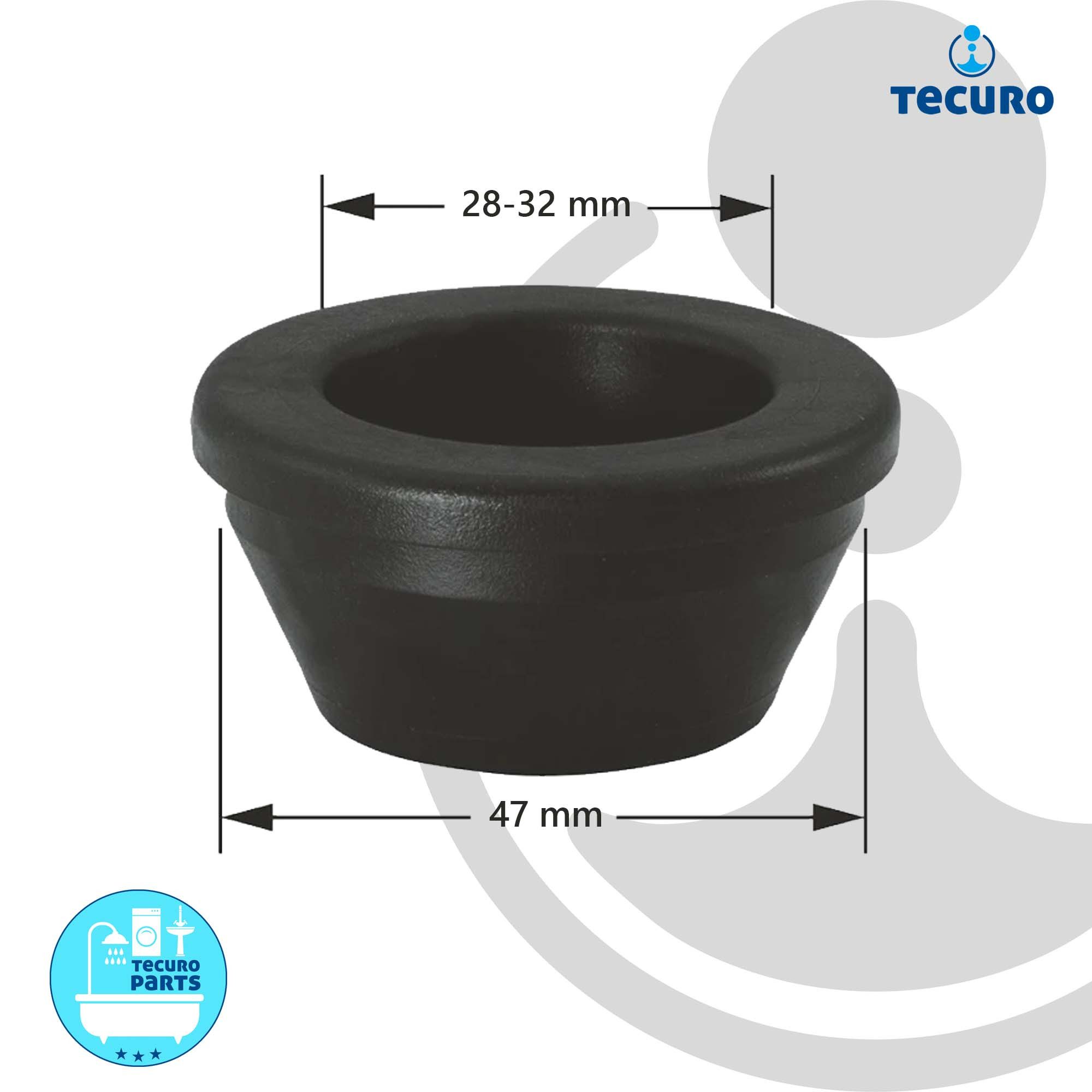 tecuro Ablaufrohr Gumminippel für Siphonbogen Außen Ø 47 mm x Innen Ø 28-32 mm