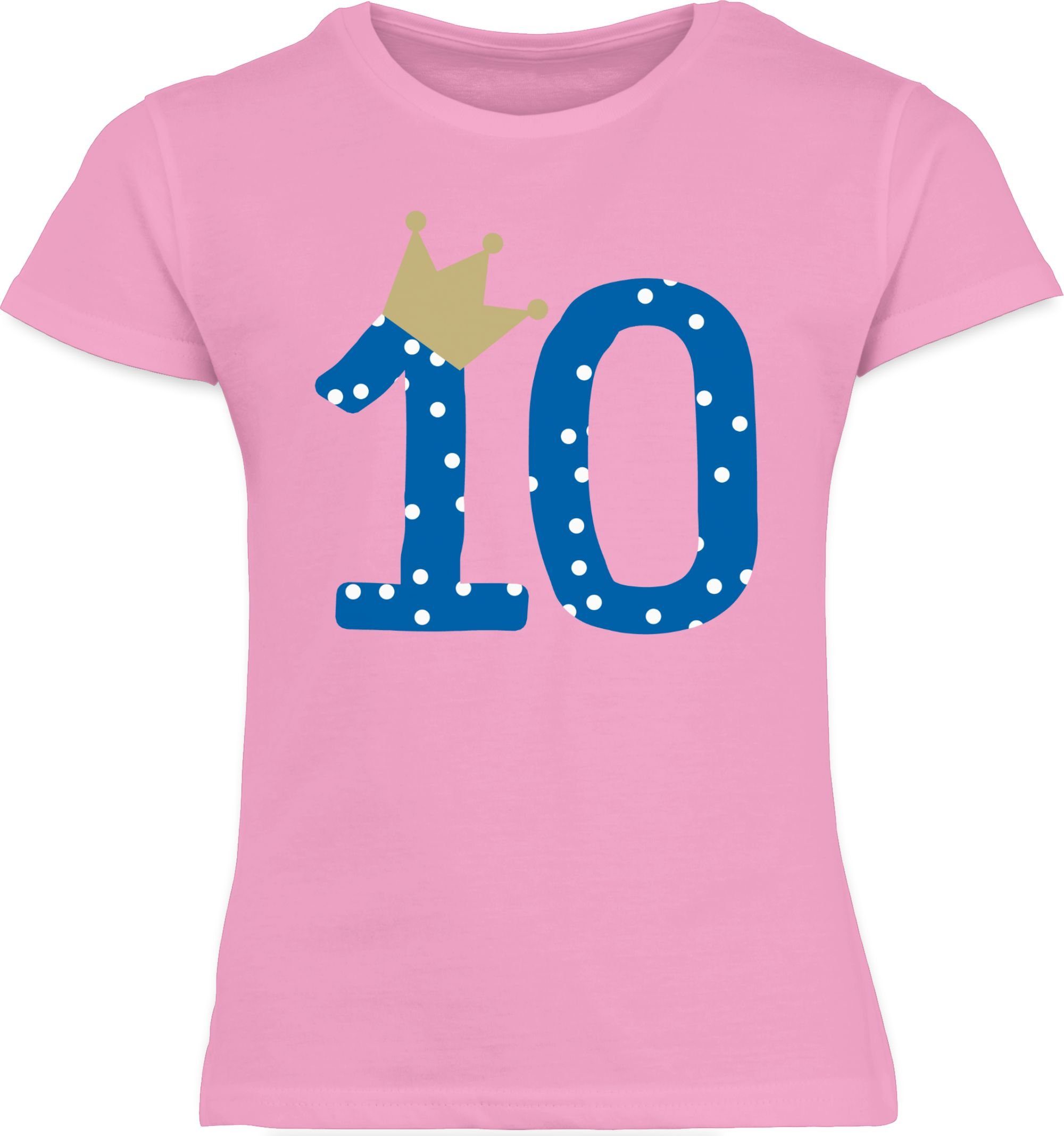 Shirtracer T-Shirt Zehnter Geburtstag 10 Jahre Geburtstag Rosa 10. 2