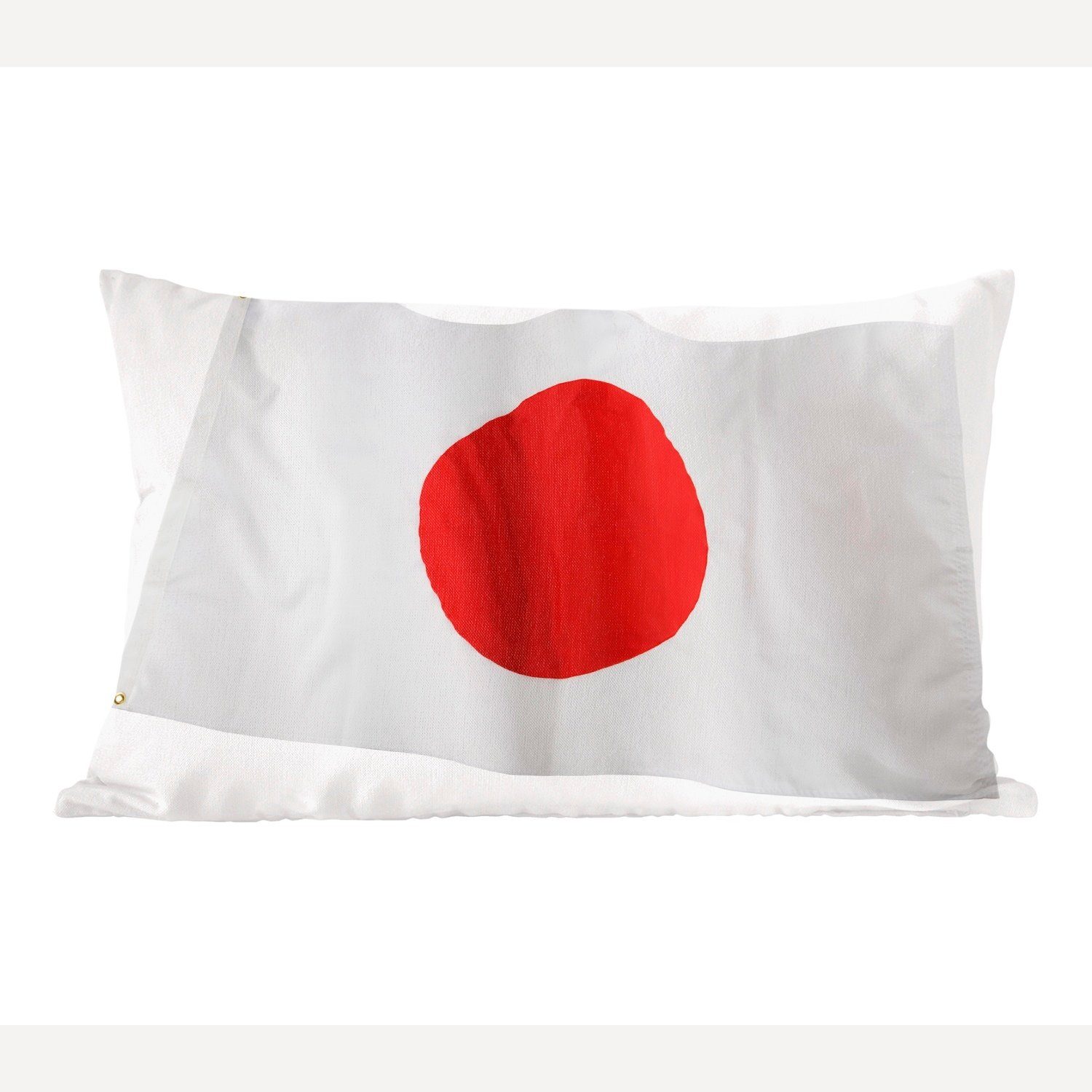 MuchoWow Dekokissen Die Flagge von Japan auf weißem Hintergrund, Wohzimmer Dekoration, Zierkissen, Dekokissen mit Füllung, Schlafzimmer